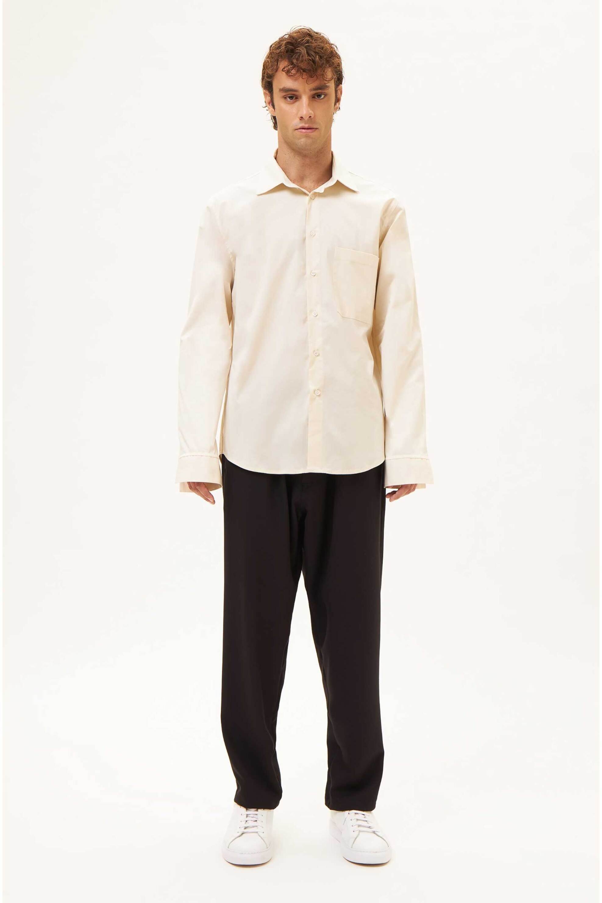 AOS AOS ανδρικό πουκάμισο με τσέπη Slim Fit - W24.M.SH140.OWH.L Εκρού