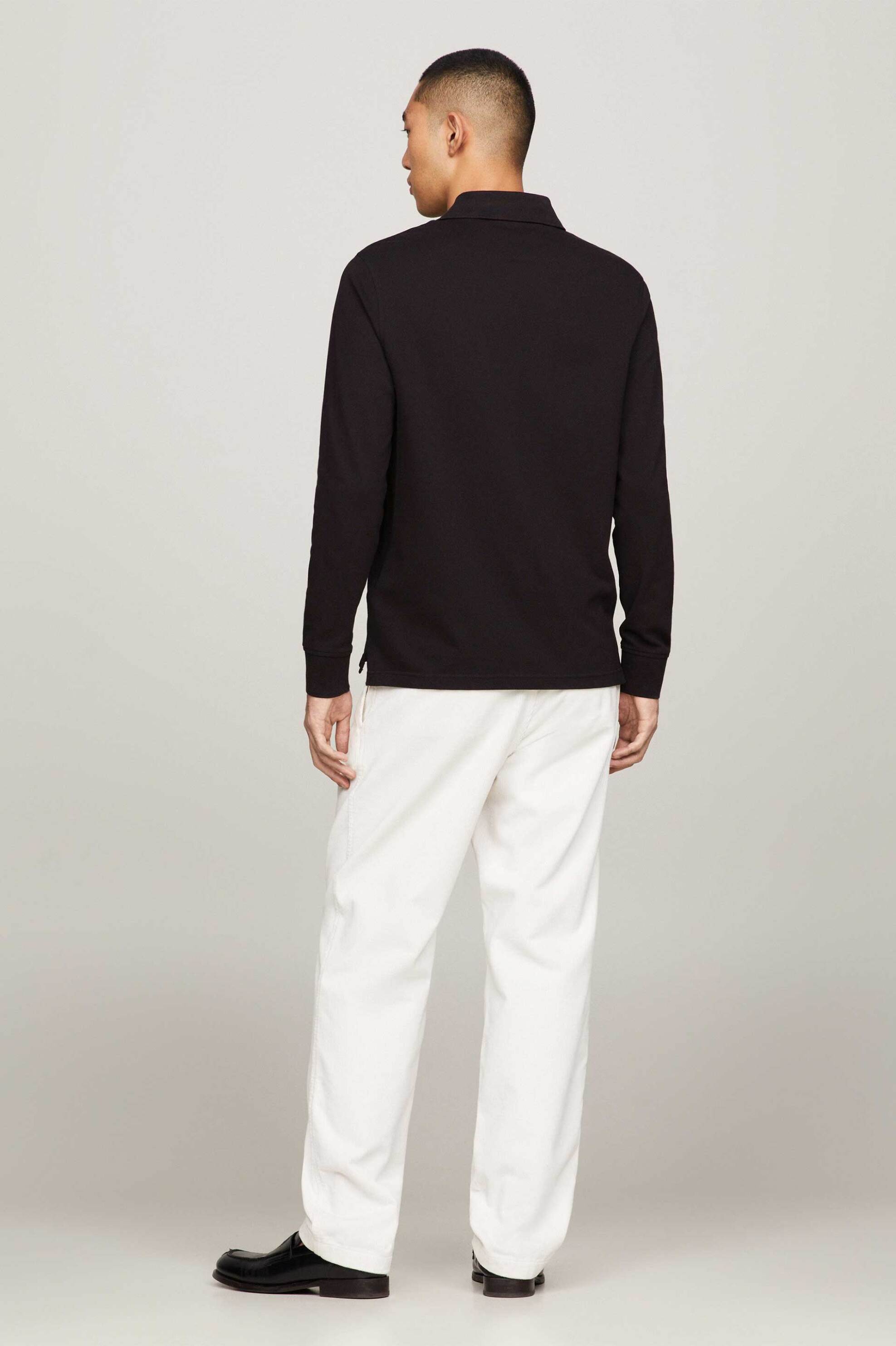 Tommy Hilfiger Ανδρική Μπλούζα Πόλο με Λογότυπο Regular Fit - Mw0Mw20183 Μαύρο