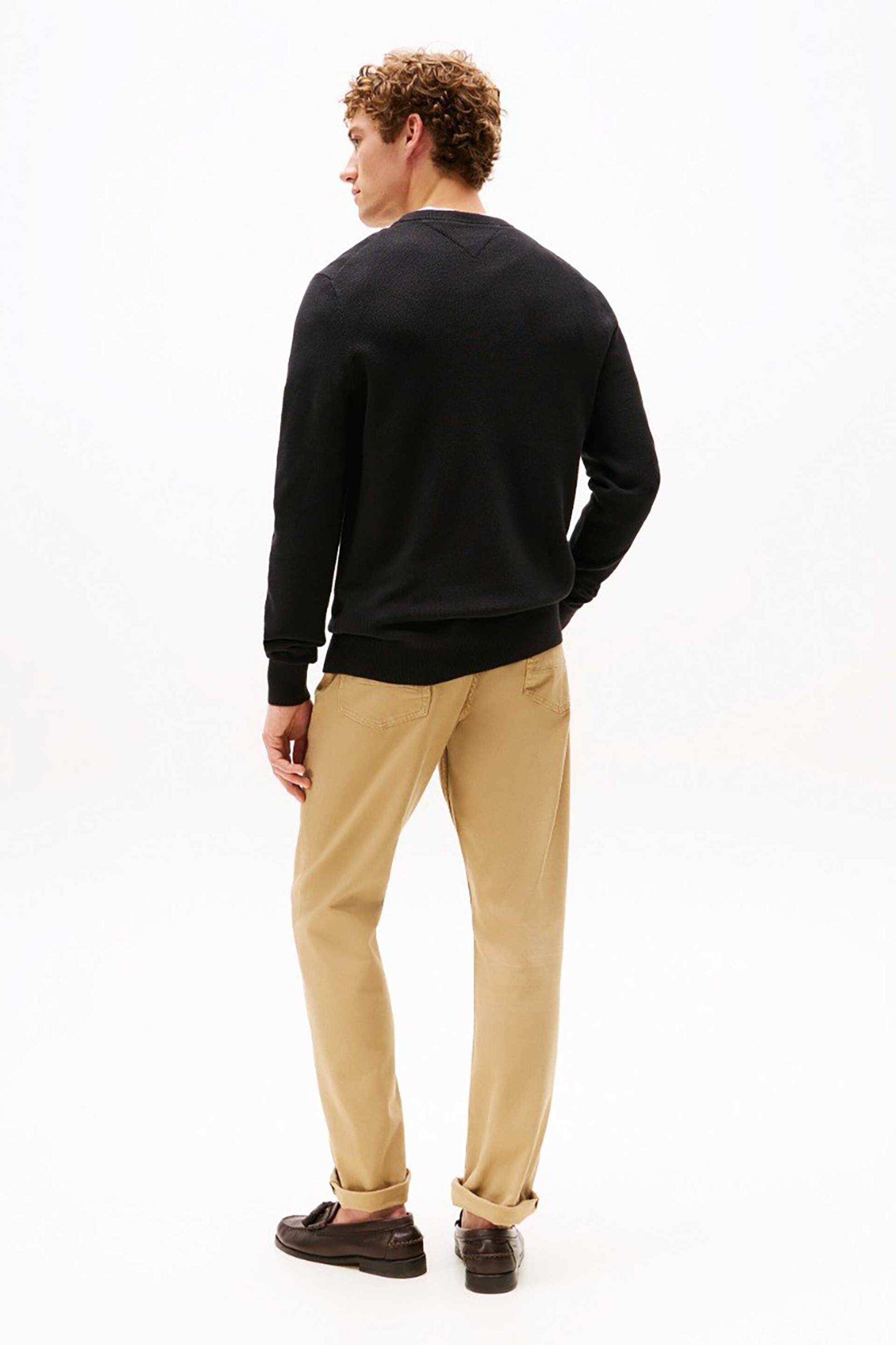 Tommy Hilfiger Ανδρικό Πουλόβερ Textured με Κεντημένο Λογότυπο Regular Fit - Mw0Mw36347 Μαύρο