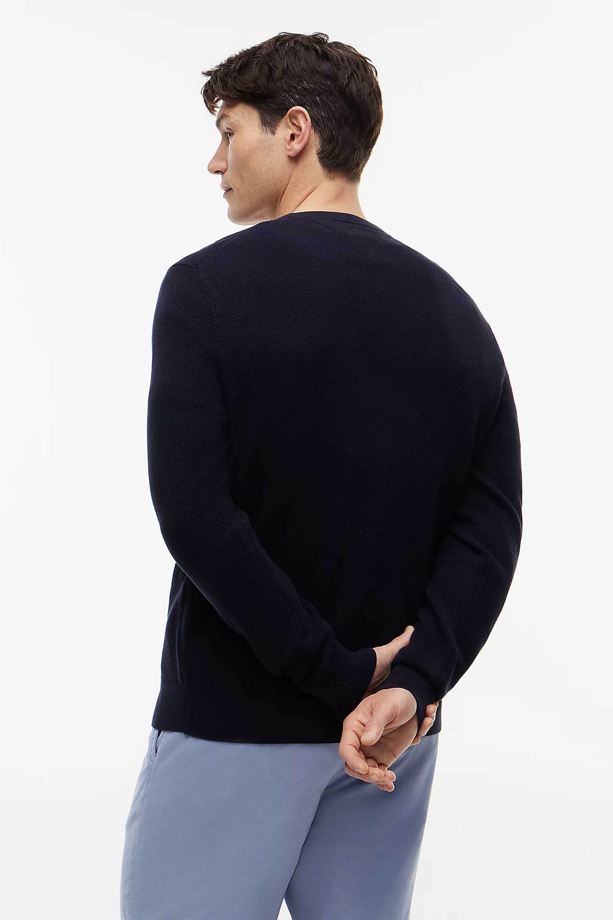 Tommy Hilfiger Ανδρικό Πουλόβερ Textured με Κεντημένο Λογότυπο Regular Fit - Mw0Mw36347 Σκούρο Μπλε