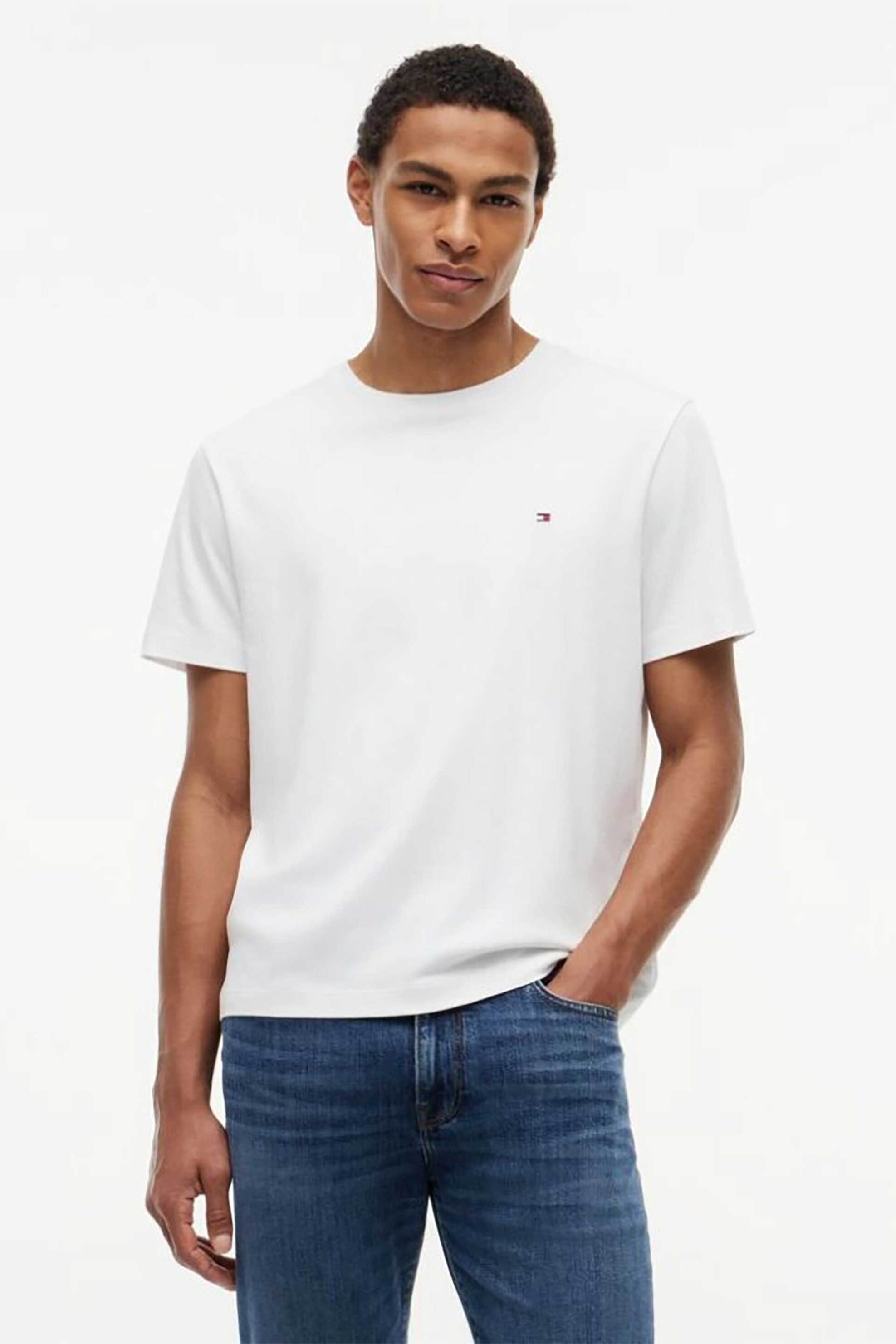 Tommy Hilfiger ανδρικό T-shirt μονόχρωμο Regular Fit - MW0MW37508 Λευκό