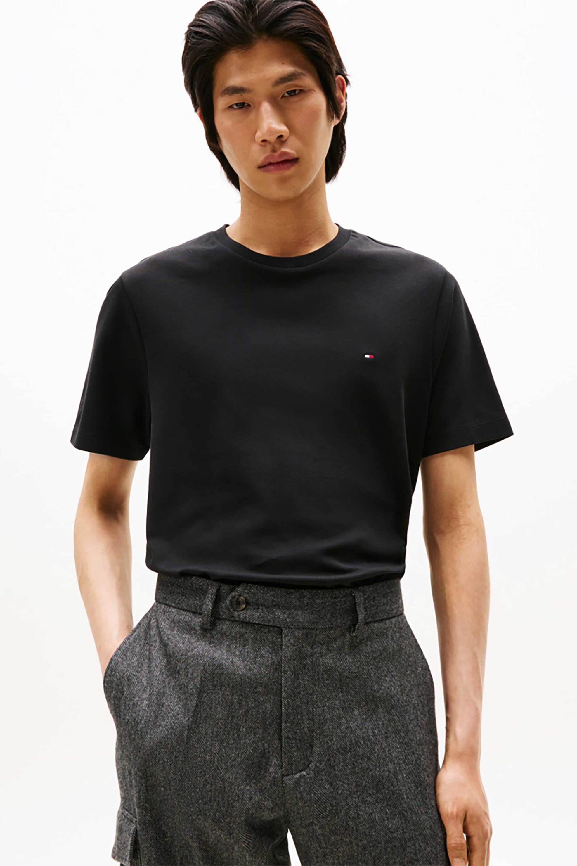 Tommy Hilfiger ανδρικό T-shirt μονόχρωμο Regular Fit - MW0MW37508 Μαύρο