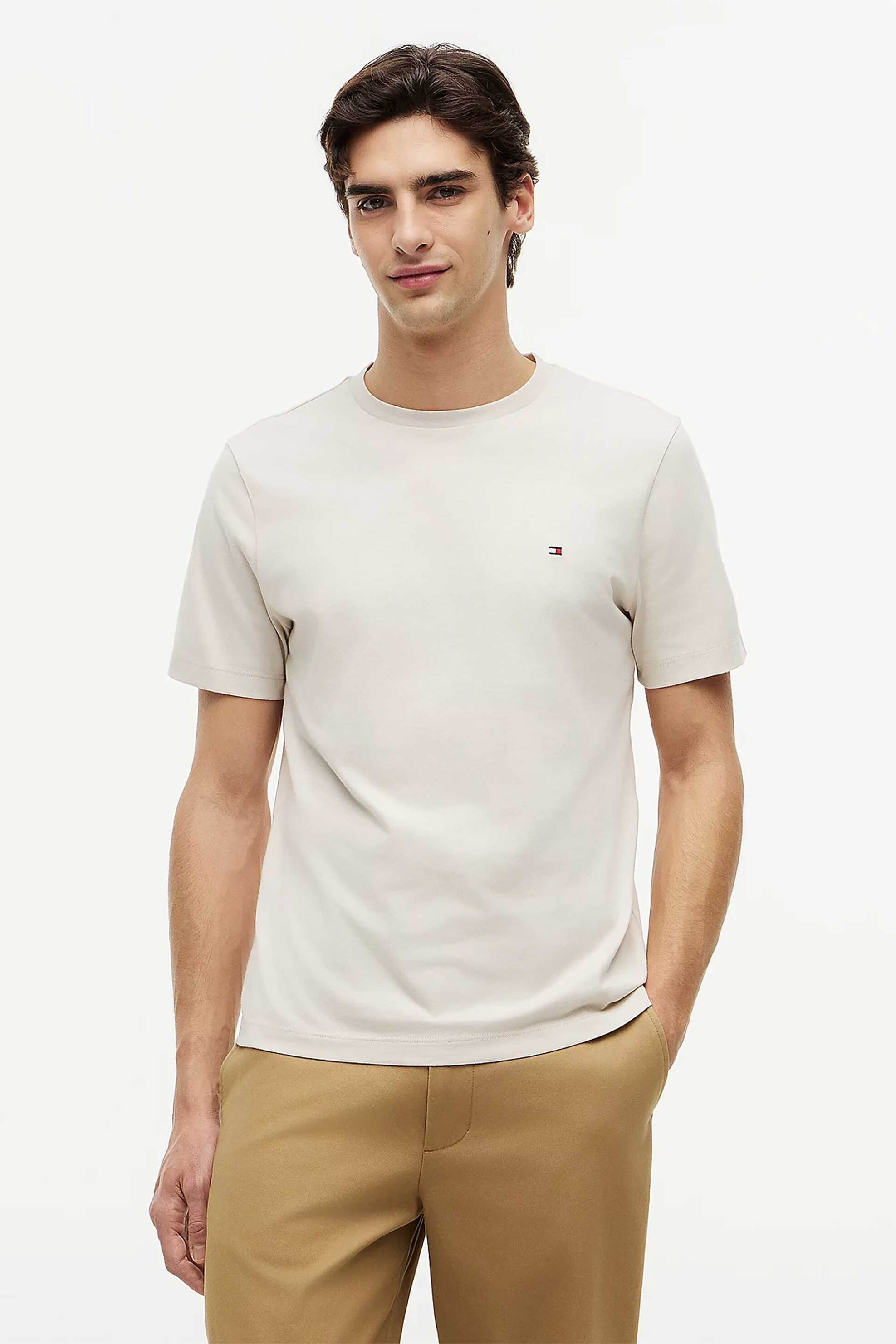 Tommy Hilfiger ανδρικό T-shirt με λογότυπο Regular Fit - MW0MW39995 Εκρού