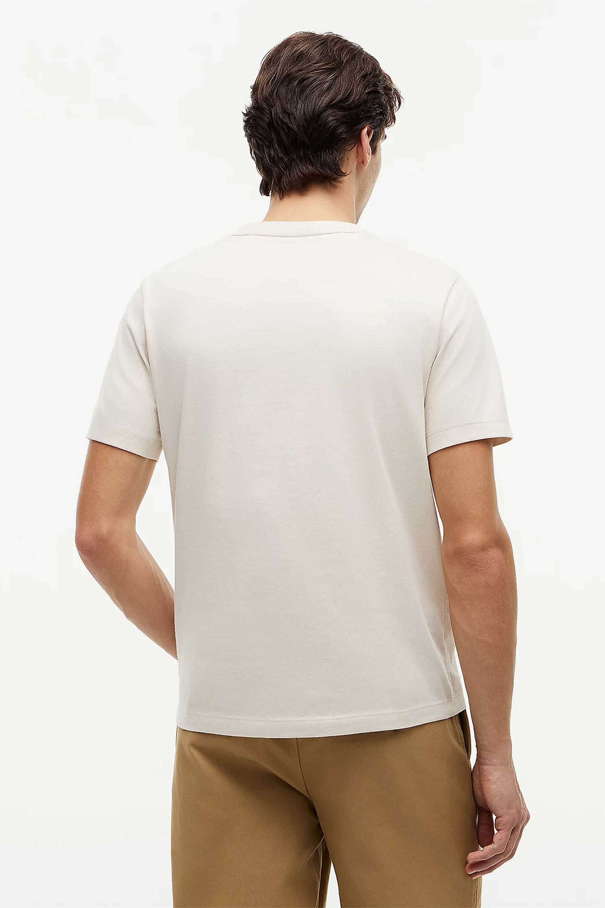 Tommy Hilfiger Ανδρικό T-Shirt με Λογότυπο Regular Fit - Mw0Mw39995 Εκρού
