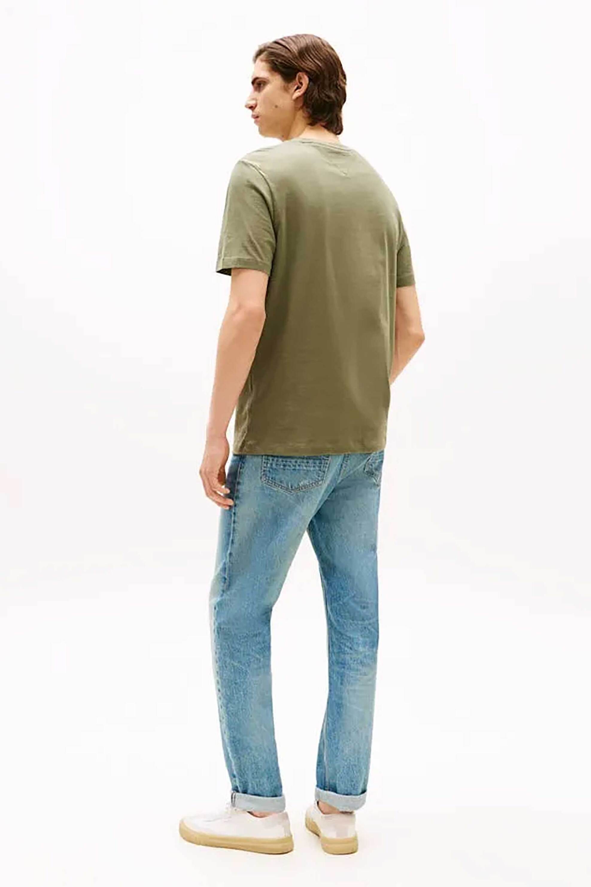 Tommy Hilfiger Ανδρικό T-Shirt με Λογότυπο Regular Fit - Mw0Mw39995 Λαδί