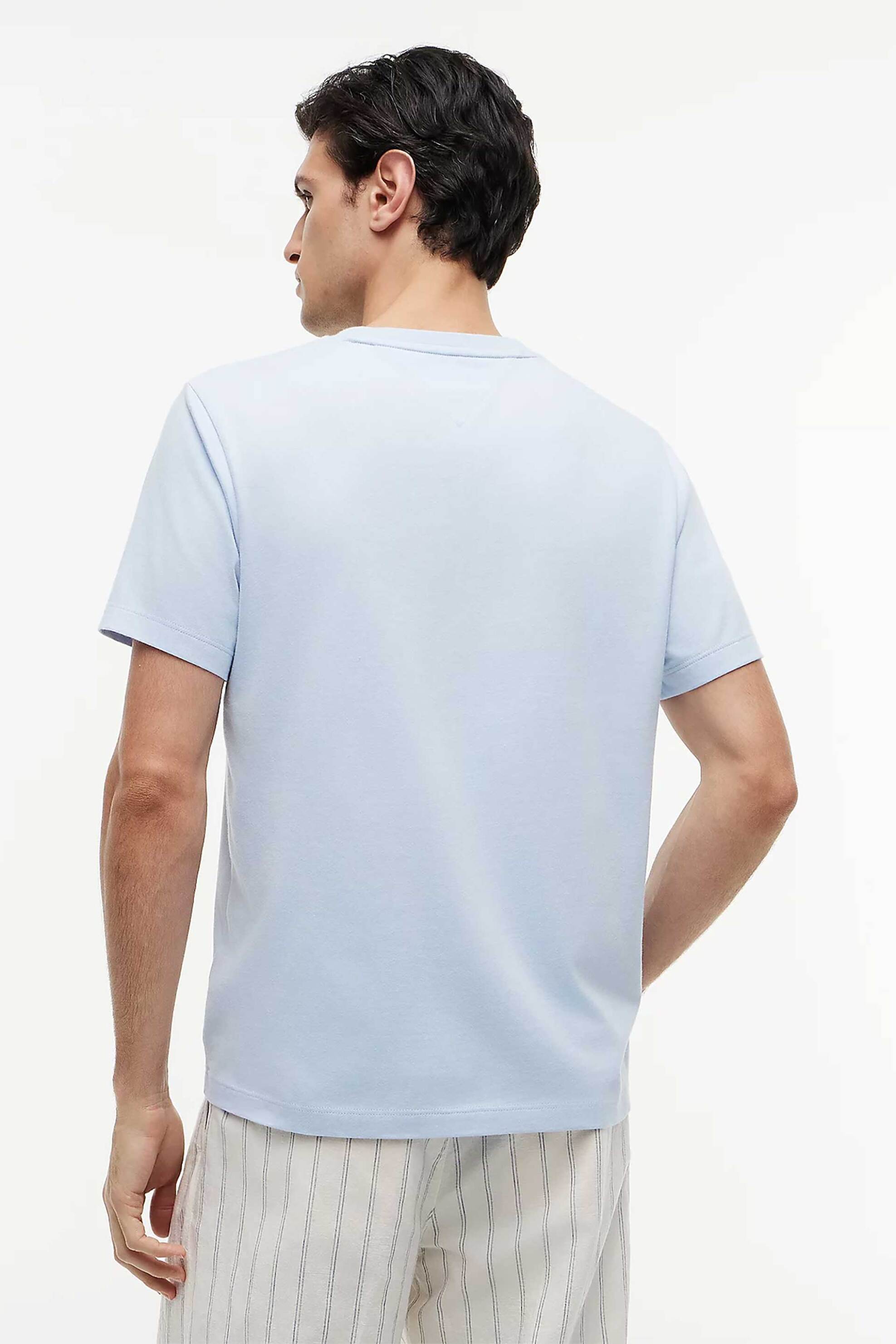 Tommy Hilfiger Ανδρικό T-Shirt με Λογότυπο Regular Fit - Mw0Mw39995 Μπλε Sky
