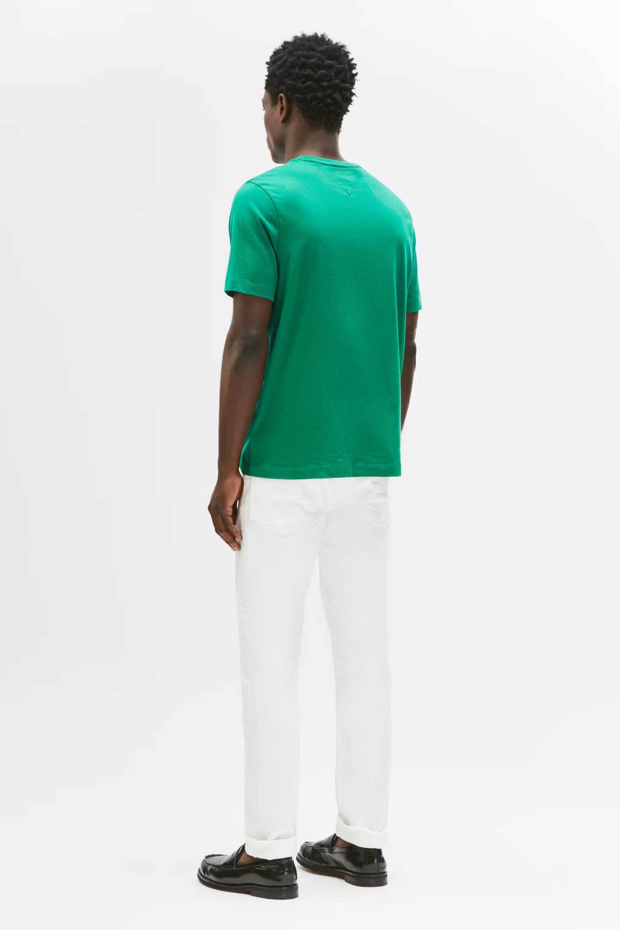 Tommy Hilfiger Ανδρικό T-Shirt με Λογότυπο Regular Fit - Mw0Mw39995 Πράσινο Tropical