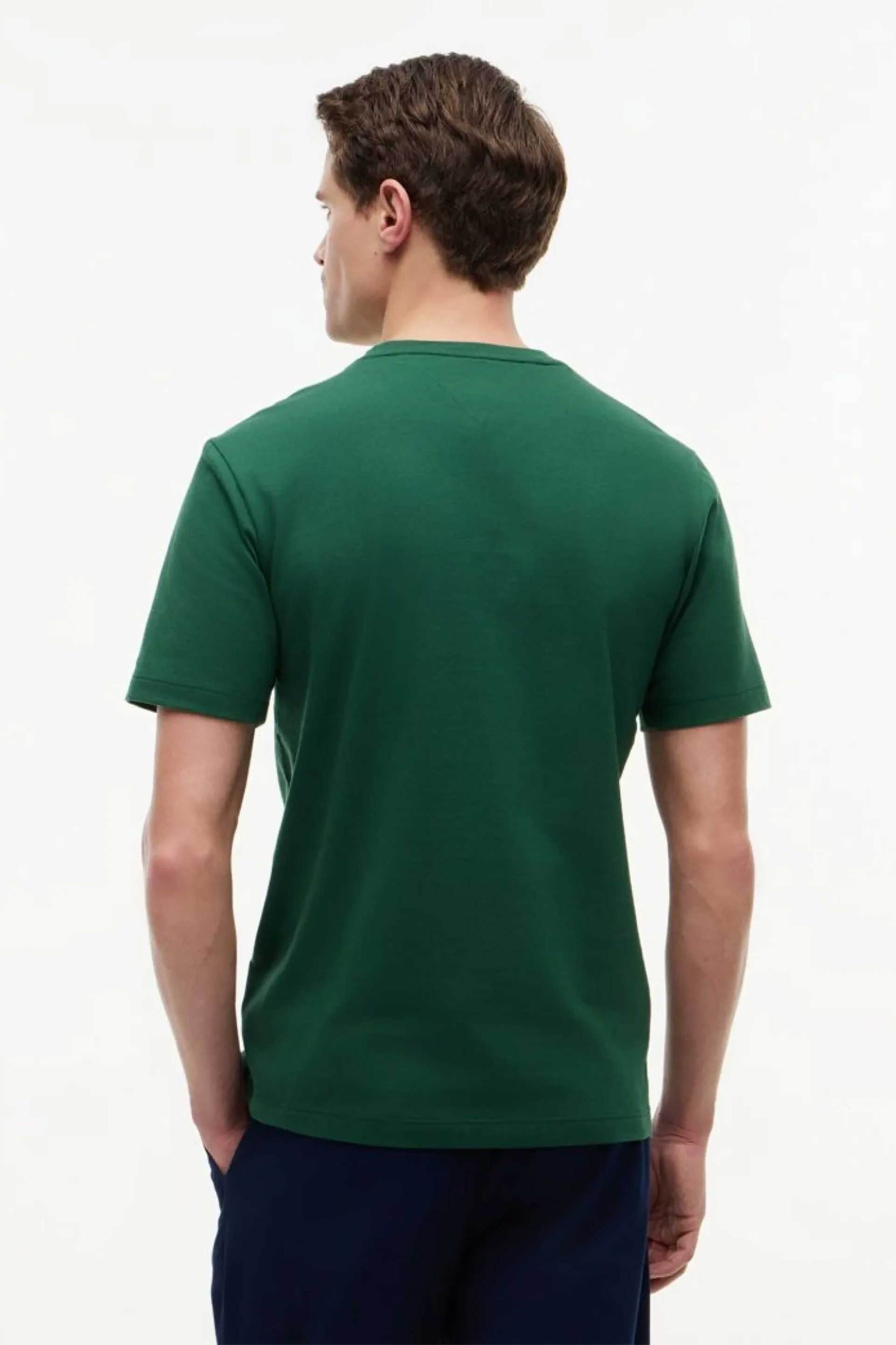 Tommy Hilfiger Ανδρικό T-Shirt με Λογότυπο Regular Fit - Mw0Mw39995 Πράσινο Σκούρο