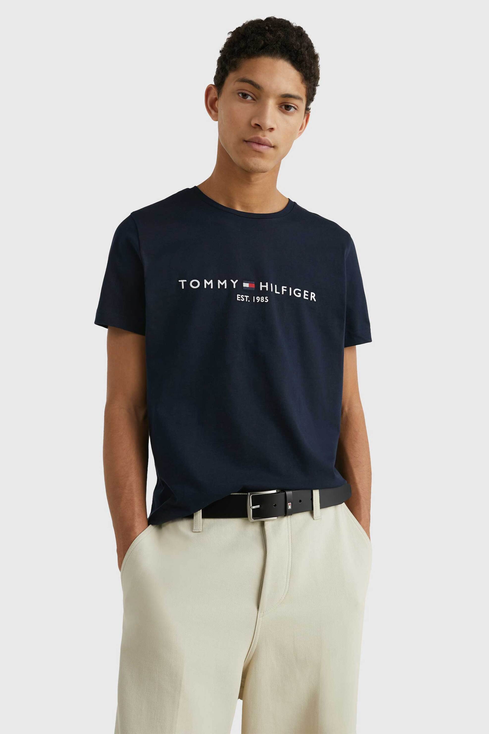 Tommy Hilfiger ανδρικό T-shirt με λογότυπο Regular Fit - MW0MW11465 Μπλε Σκούρο