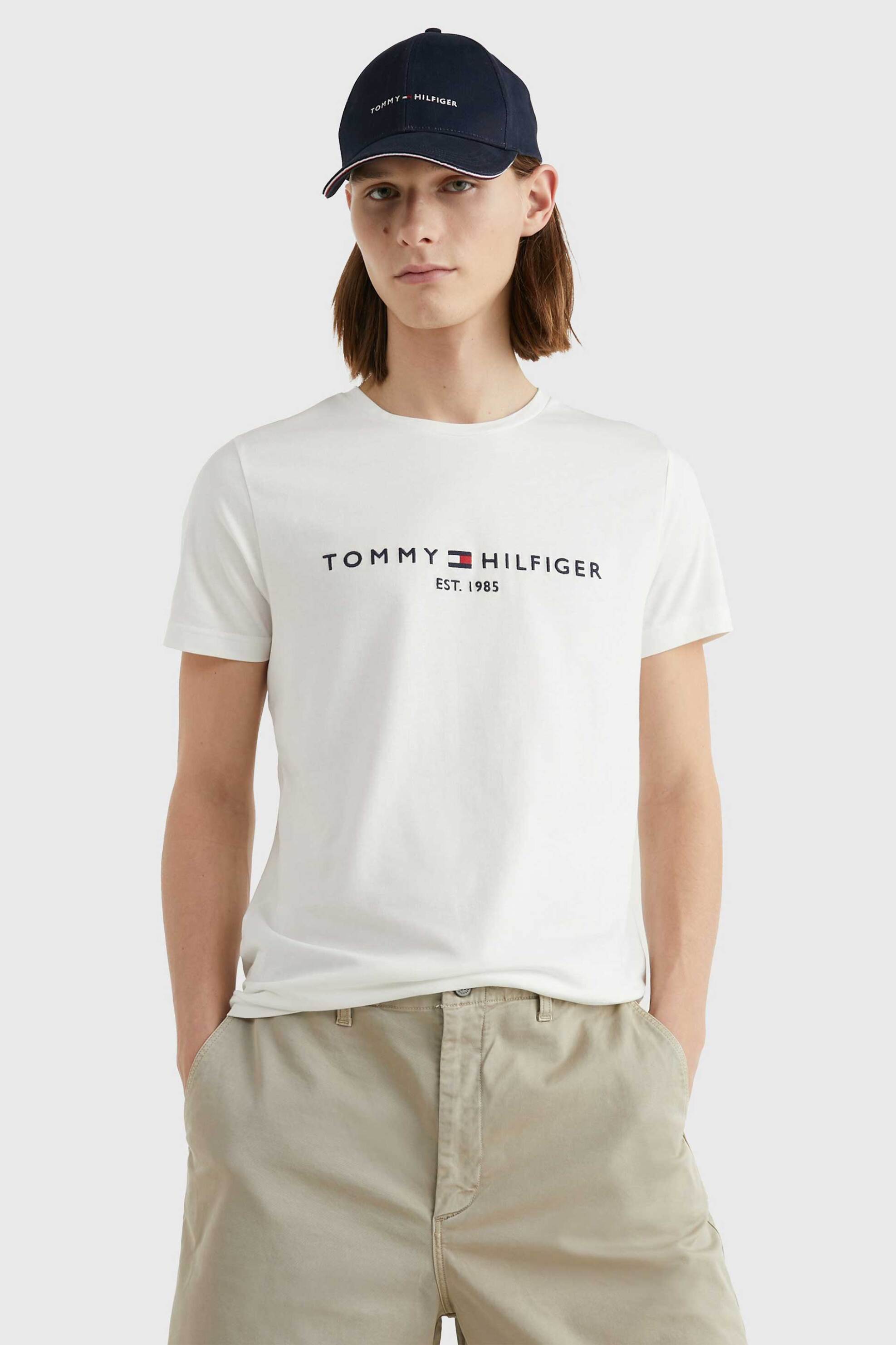 Tommy Hilfiger ανδρικό T-shirt με λογότυπο Regular Fit - MW0MW11465 Λευκό