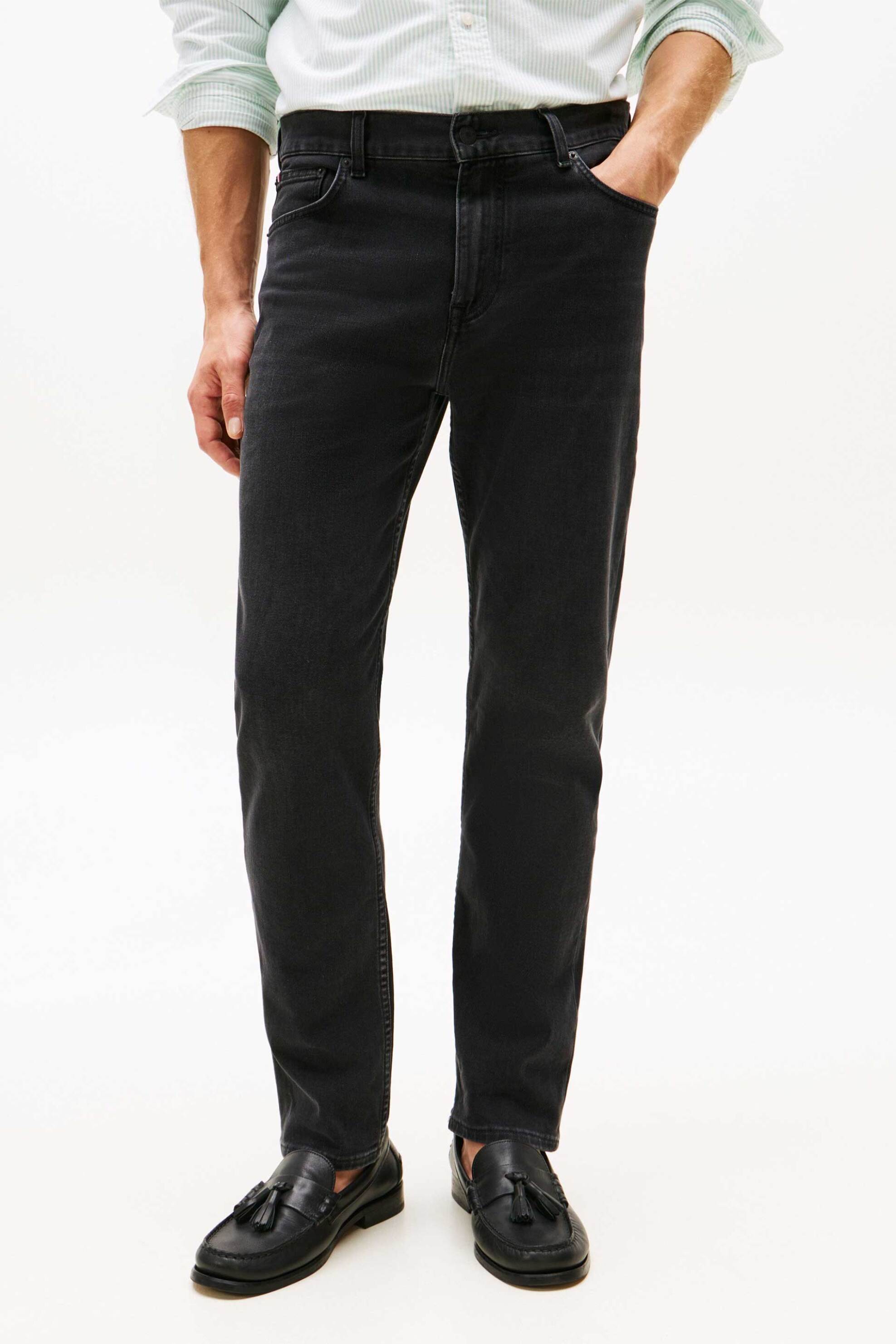 Tommy Hilfiger ανδρικό τζιν παντελόνι πεντάτσεπο Straight Fit - MW0MW39663-** Μαύρο φωτογραφία