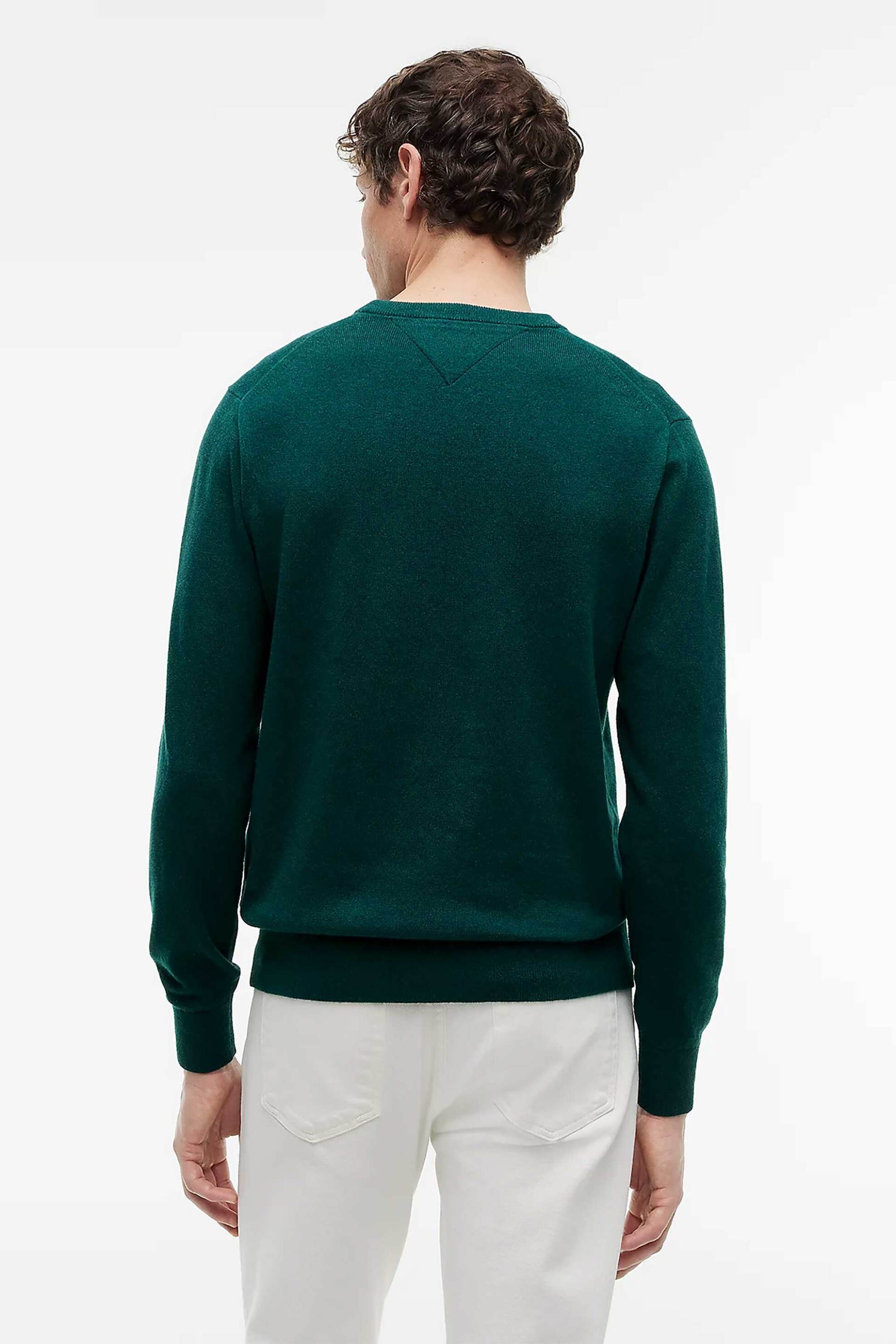 Tommy Hilfiger Ανδρικό Πουλόβερ με Κασμίρι Και Κεντημένο Λογότυπο Regular Fit - Mw0Mw28046 Κυπαρισσί