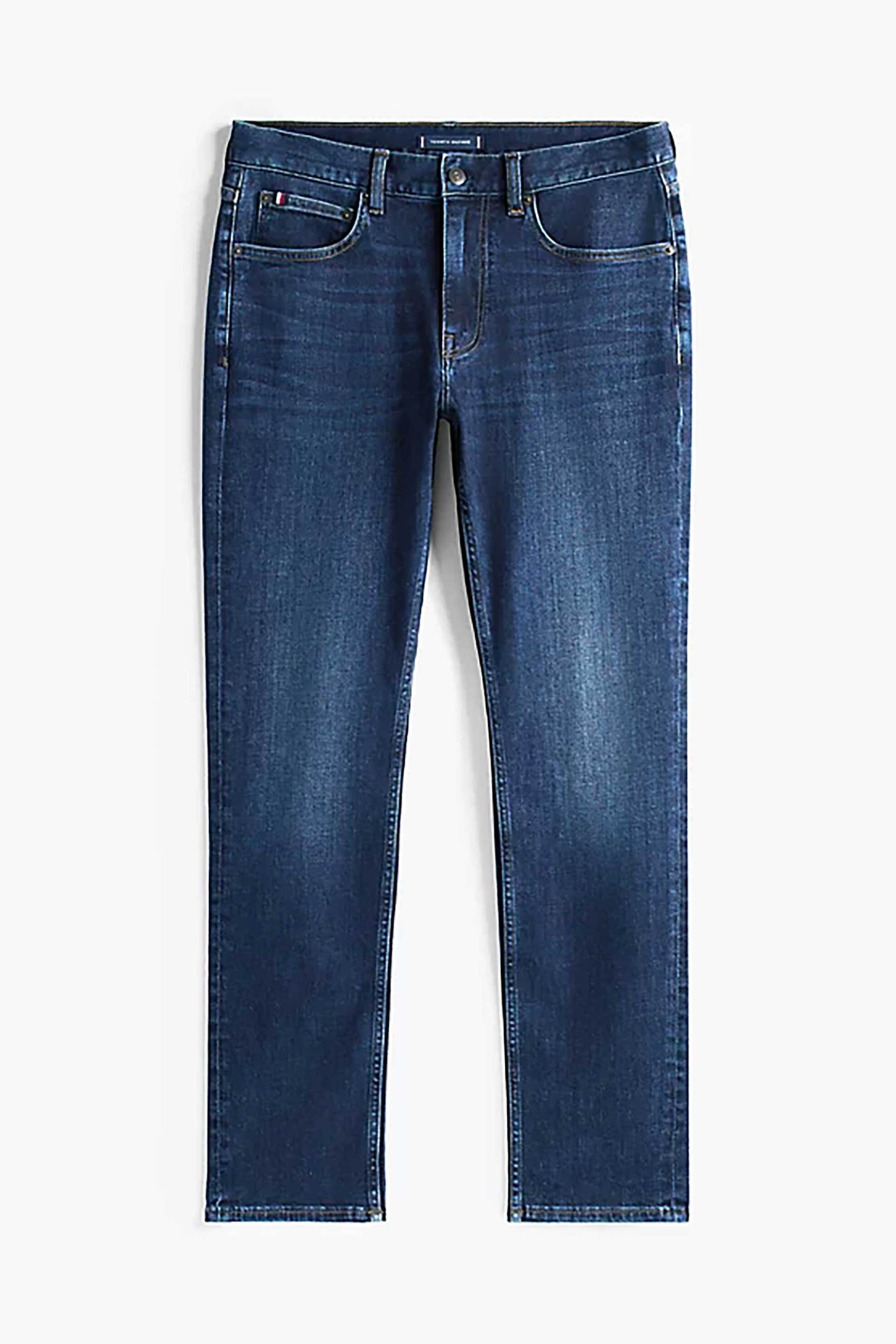 Tommy Hilfiger Ανδρικό Τζιν Παντελόνι Πεντάτσεπο Slim Straight Fit - Mw0Mw39034 Denim Blue Σκούρο
