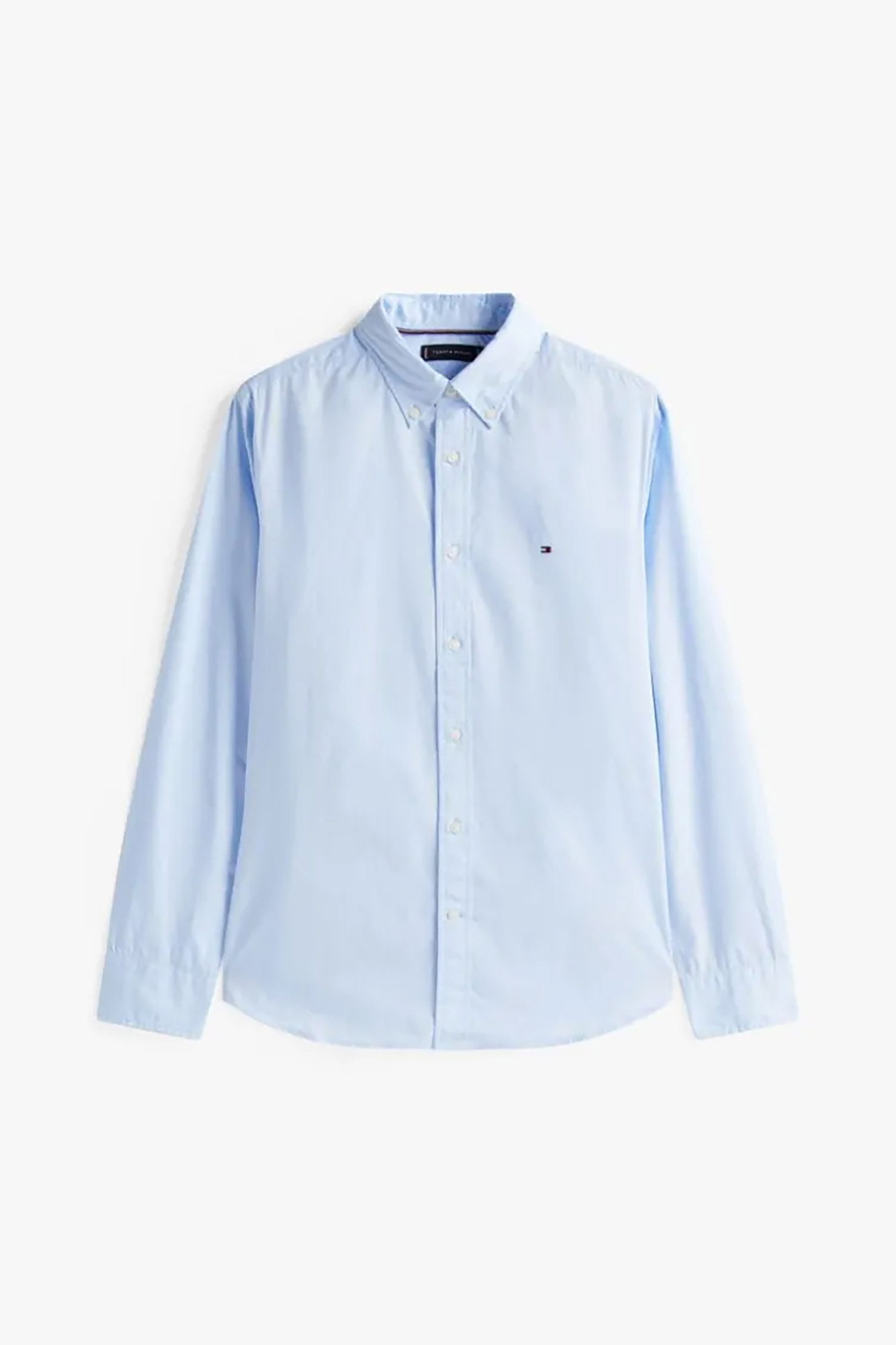 Tommy Hilfiger Ανδρικό Πουκάμισο Poplin Button Down με Κεντημένο Λογότυπο Regular Fit - Mw0Mw39988 Γαλάζιο