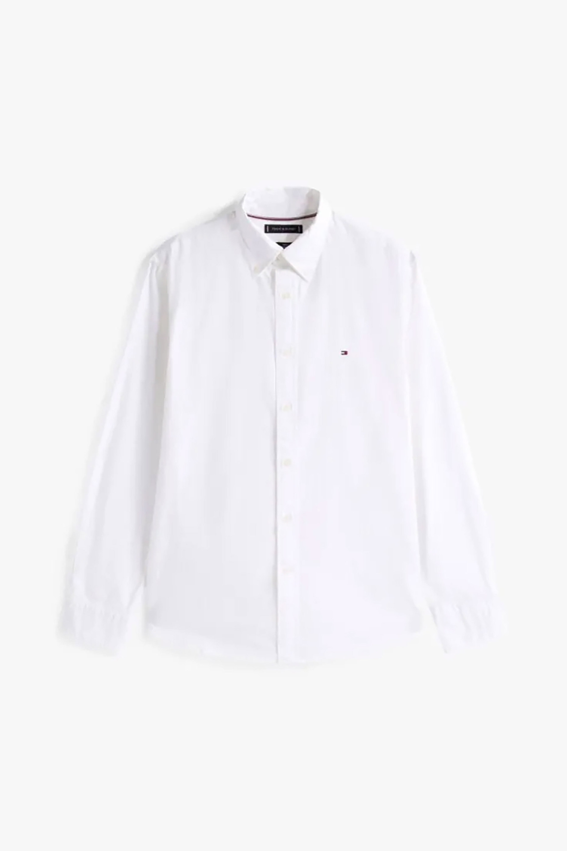 Tommy Hilfiger Ανδρικό Πουκάμισο Poplin Button Down με Κεντημένο Λογότυπο Regular Fit - Mw0Mw39988 Λευκό