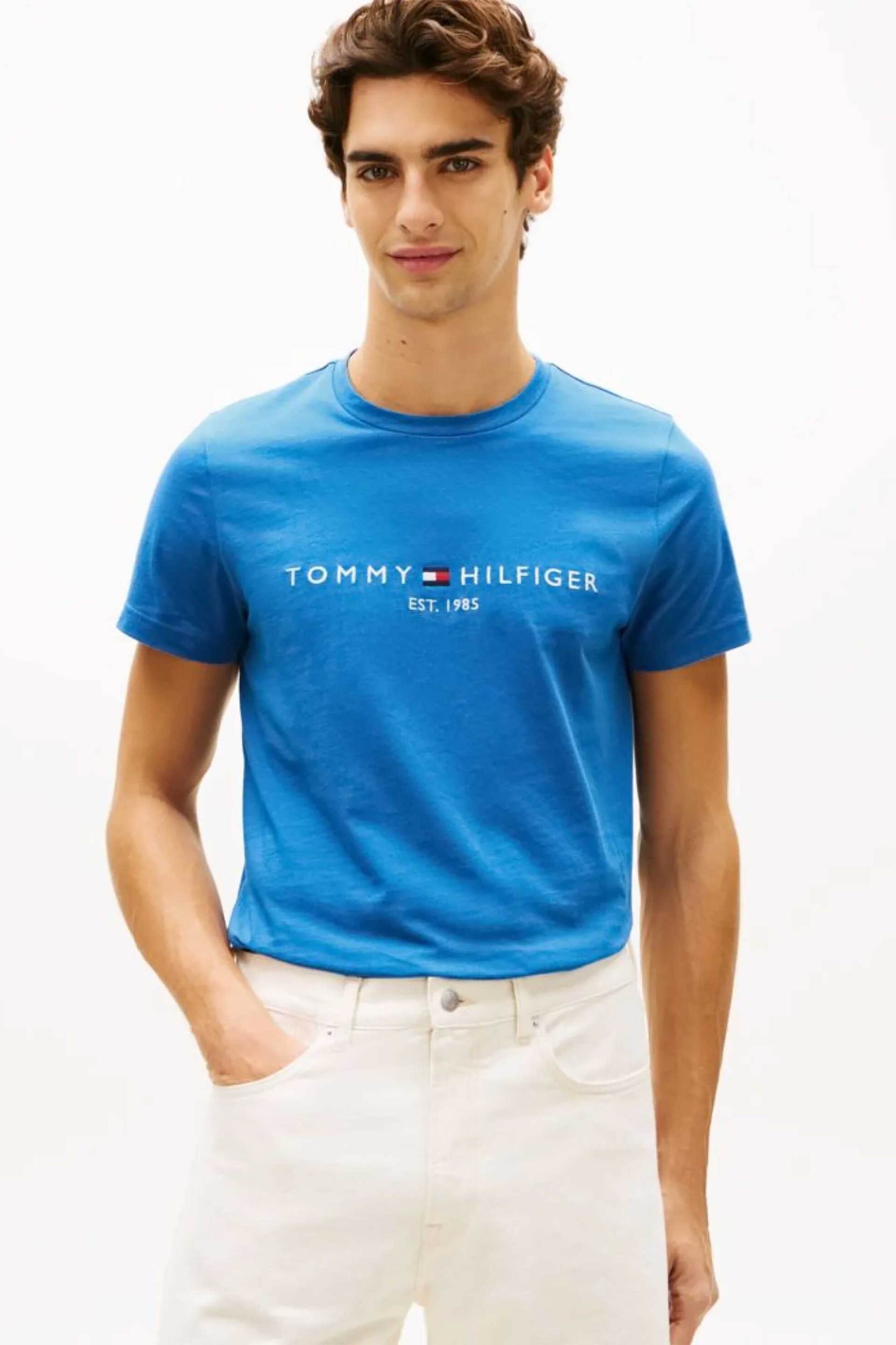 Tommy Hilfiger ανδρικό T-shirt με λογότυπο Slim Fit - MW0MW11797 Μπλε