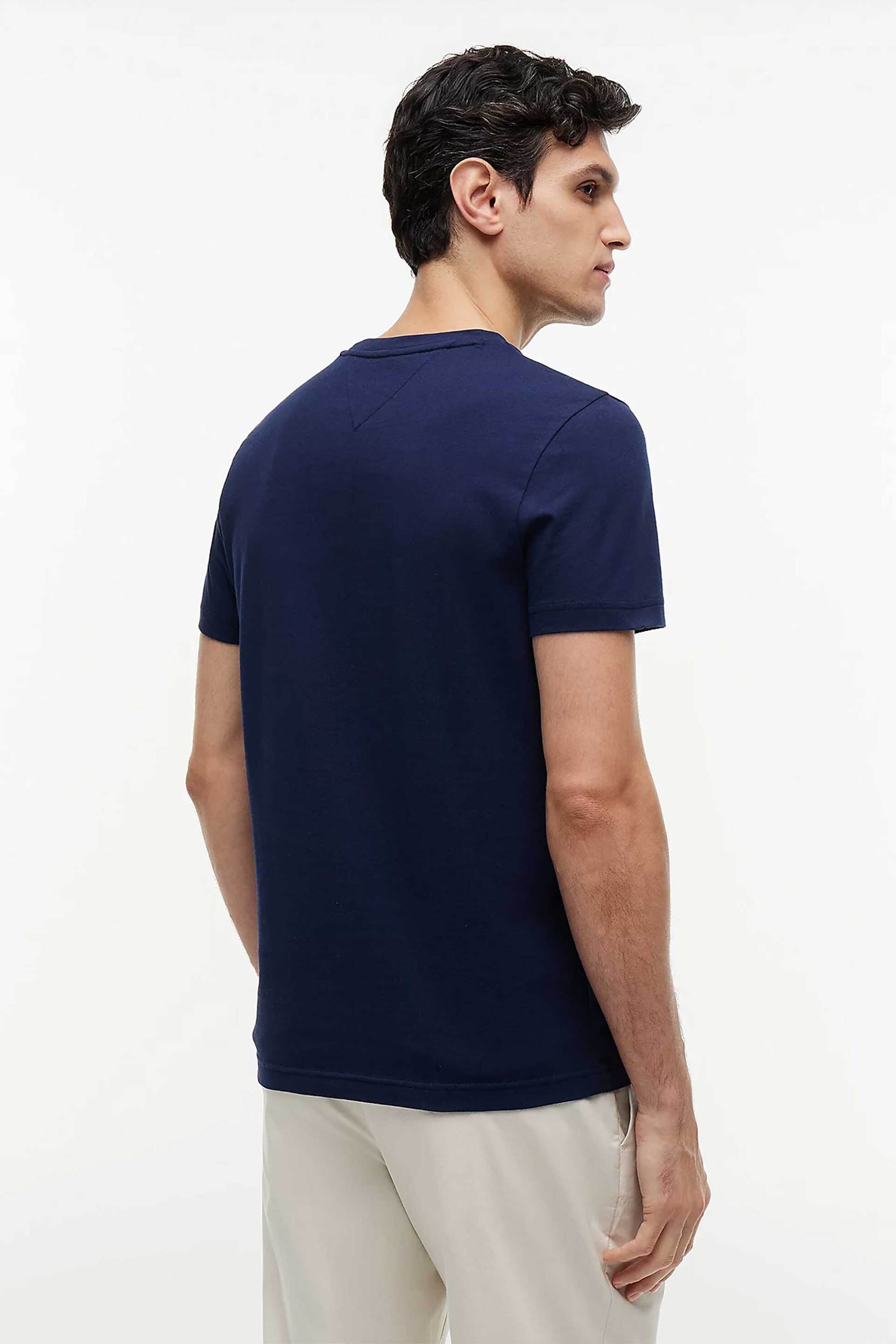 Tommy Hilfiger Ανδρικό T-Shirt με Λογότυπο Slim Fit - Mw0Mw11797 Μπλε Navy