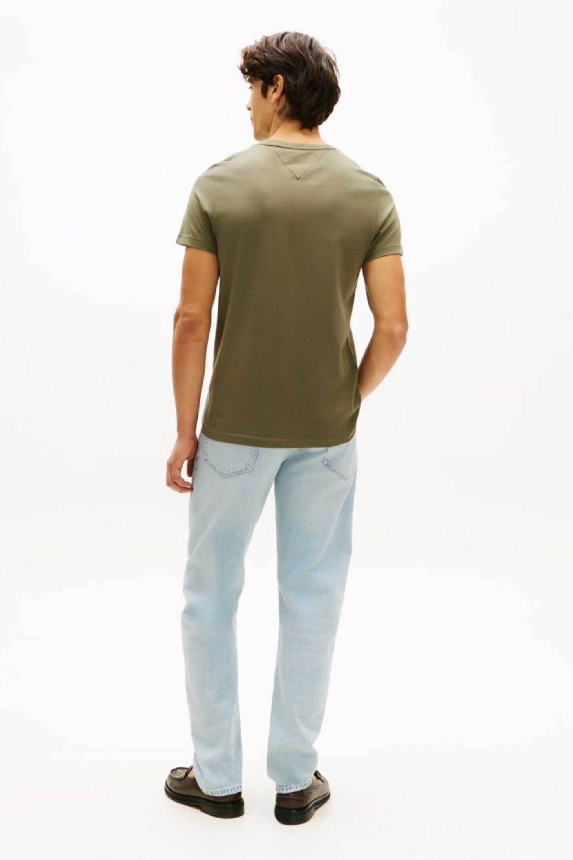 Tommy Hilfiger Ανδρικό T-Shirt με Λογότυπο Slim Fit - Mw0Mw11797 Χακί