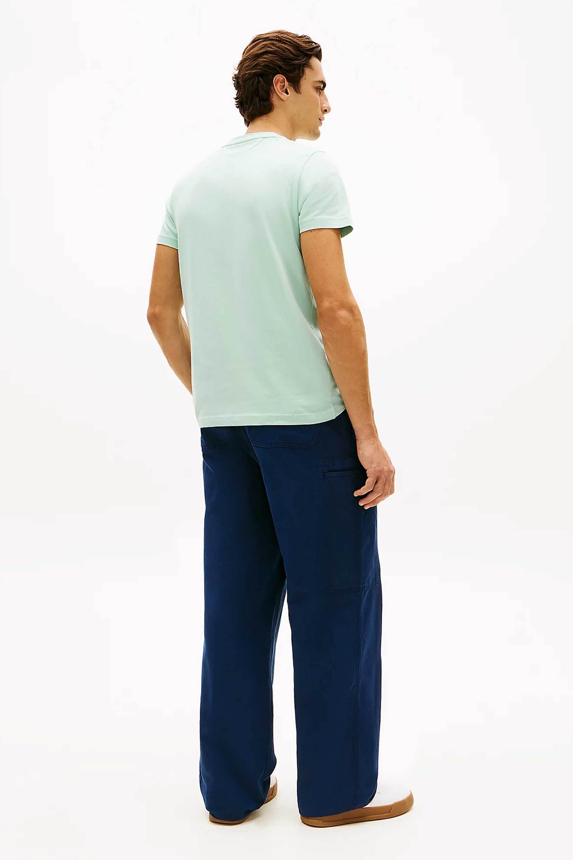 Tommy Hilfiger Ανδρικό T-Shirt με Λογότυπο Slim Fit - Mw0Mw11797 Πράσινο Μέντας