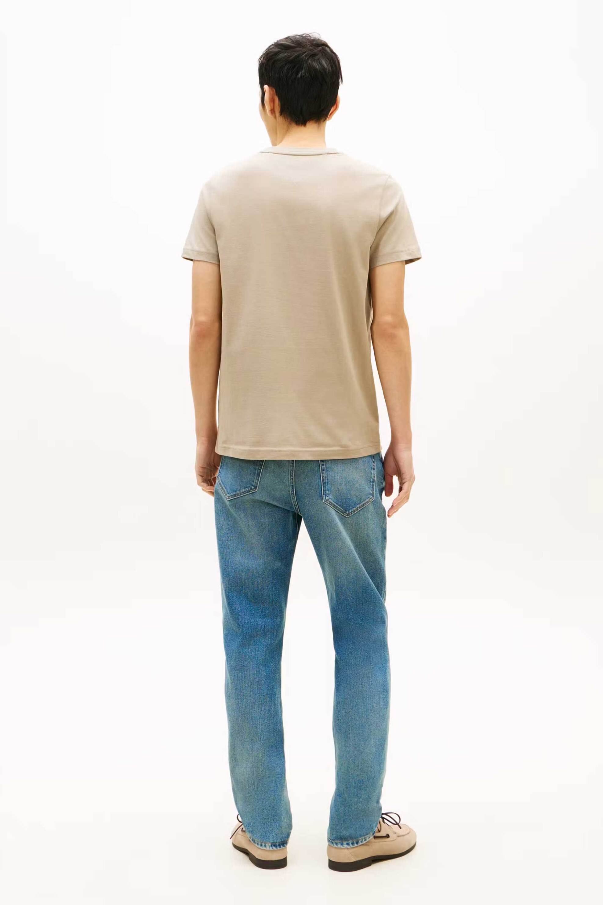 Tommy Hilfiger Ανδρικό T-Shirt με Λογότυπο Slim Fit - Mw0Mw11797 Μπεζ