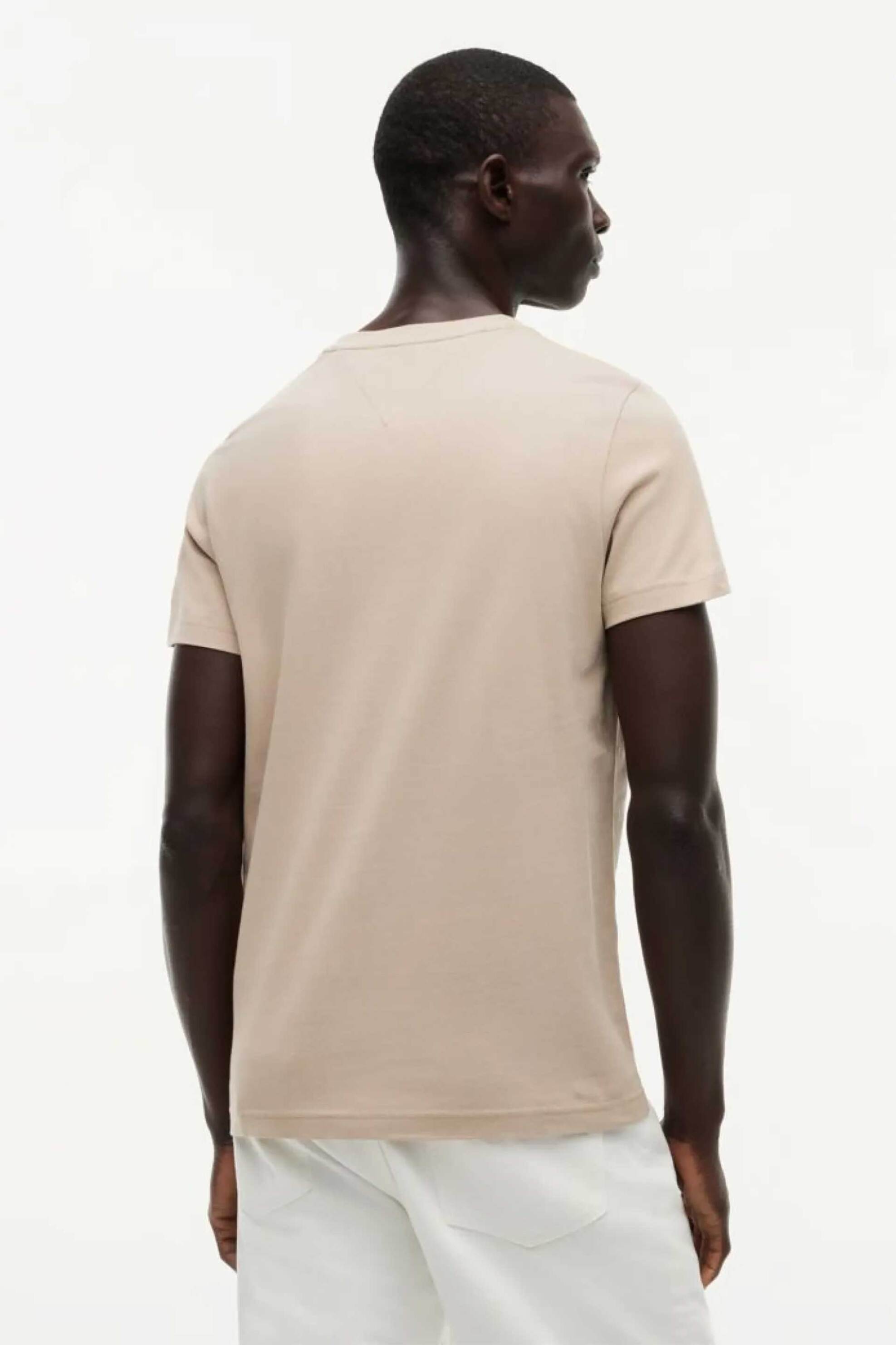 Tommy Hilfiger Ανδρικό T-Shirt με Λογότυπο Slim Fit - Mw0Mw11797 Καφέ Latte