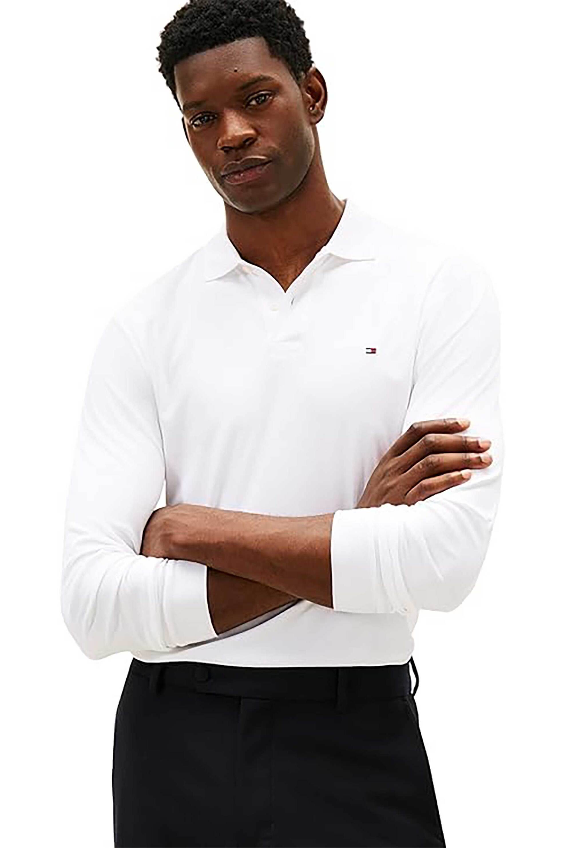 Tommy Hilfiger ανδρική μπλούζα πόλο με κεντημένο logo flag Regular Fit - MW0MW37317 Λευκό