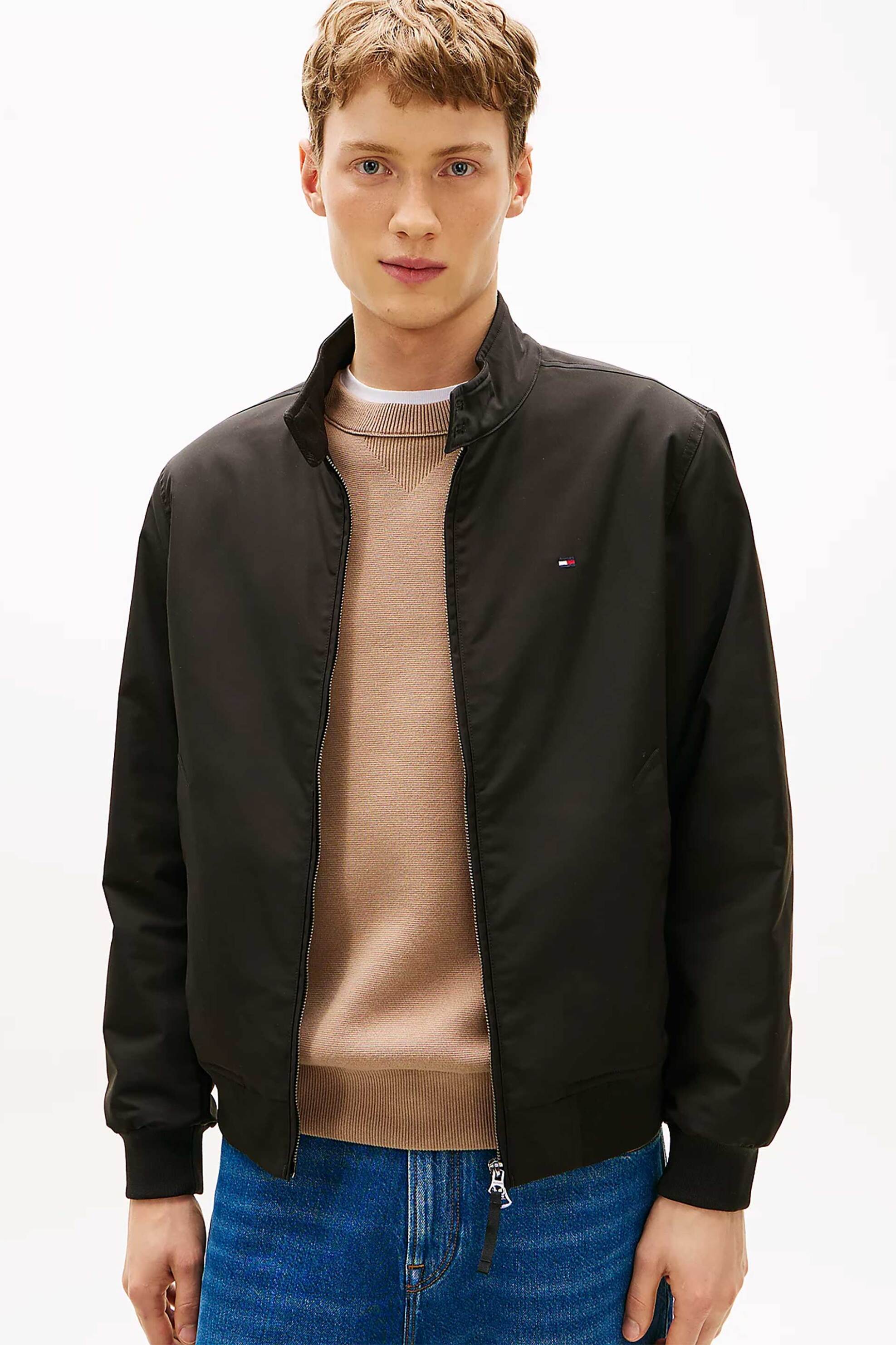 Tommy Hilfiger ανδρικό jacket με ψηλό λαιμό και κεντημένο logo flag Relaxed Fit - MW0MW37647 Μαύρο