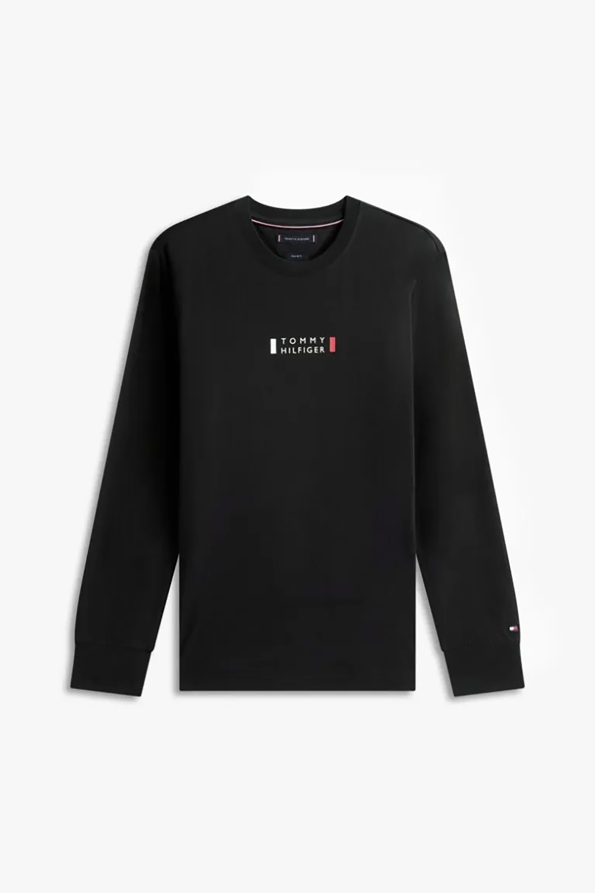 Tommy Hilfiger Ανδρική Μακρυμάνικη Μπλούζα με Logo Print Regular Fit - Mw0Mw41454 Μαύρο