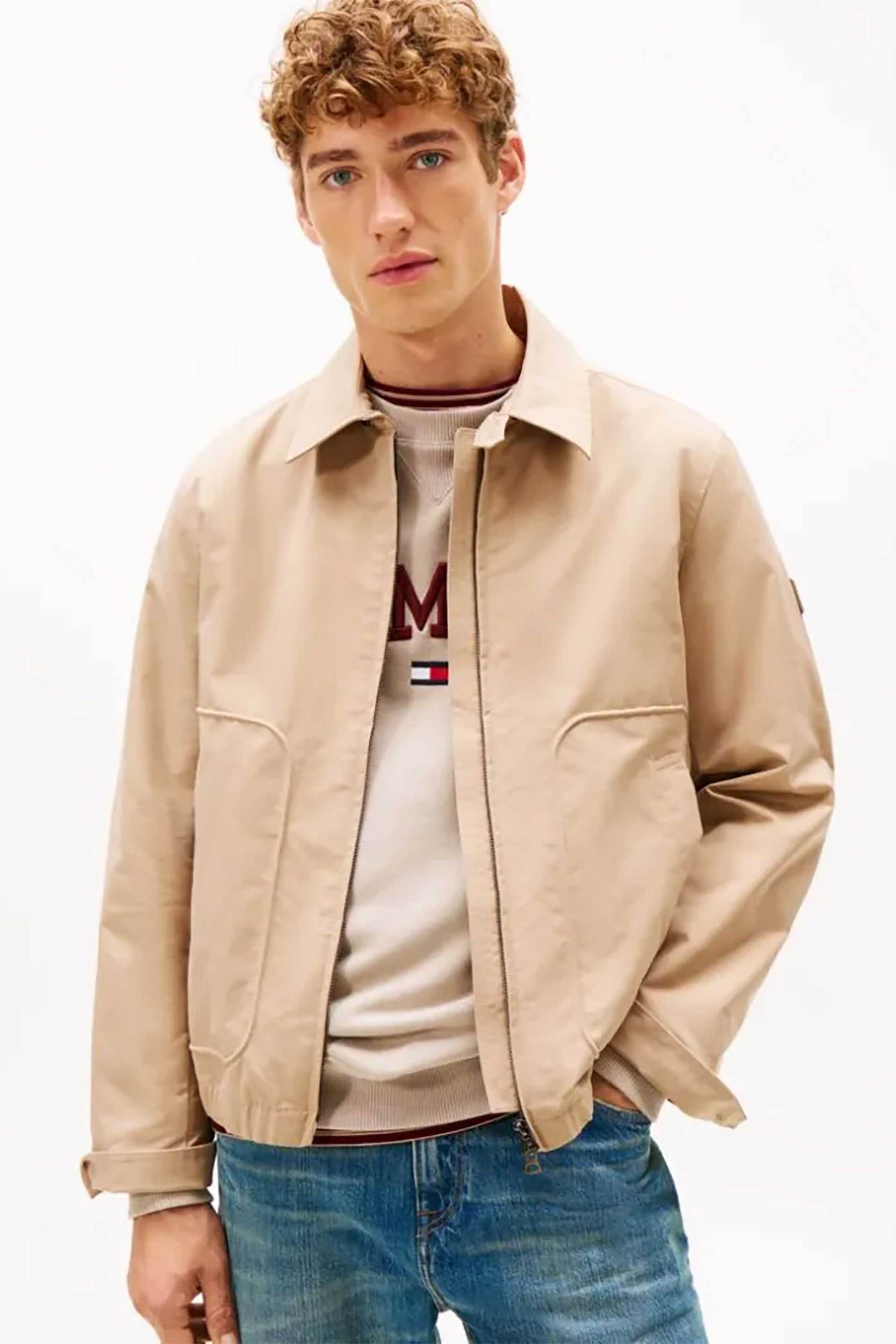 Tommy Hilfiger ανδρικό jacket με ψηλό λαιμό και κεντημένο logo Relaxed Fit - MW0MW41864 Μπεζ