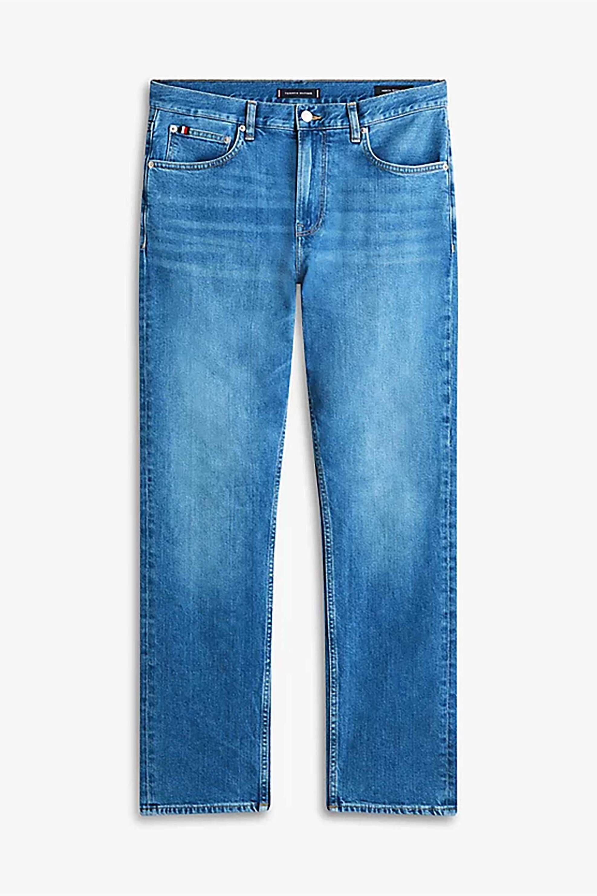Tommy Hilfiger Ανδρικό Τζιν Παντελόνι Πεντάτσεπο Straight Fit - Mw0Mw41886 Denim Blue