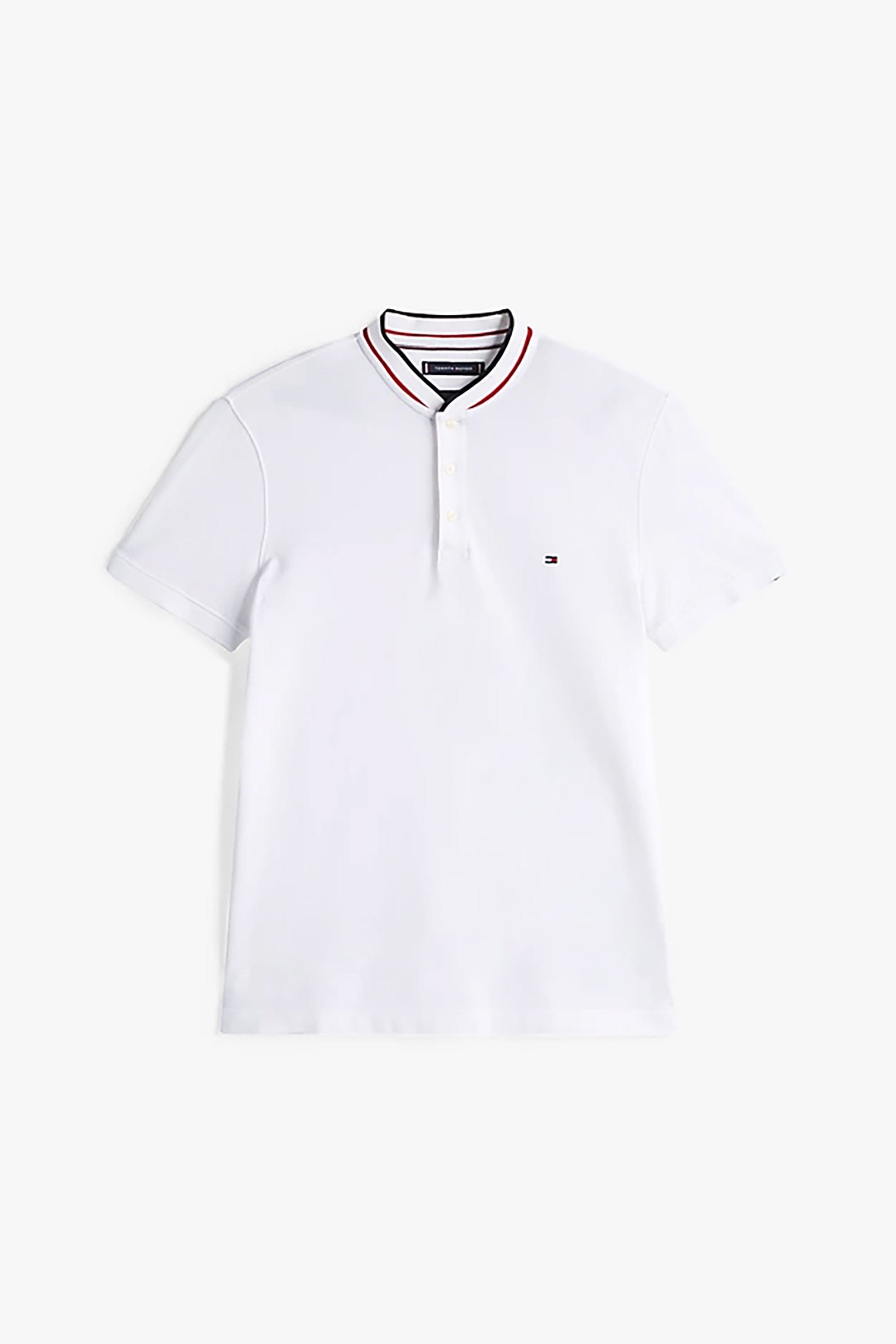 Tommy Hilfiger Ανδρική Μπλούζα Πόλο με Κεντημένο Logo Flag Slim Fit - Mw0Mw34752 Λευκό