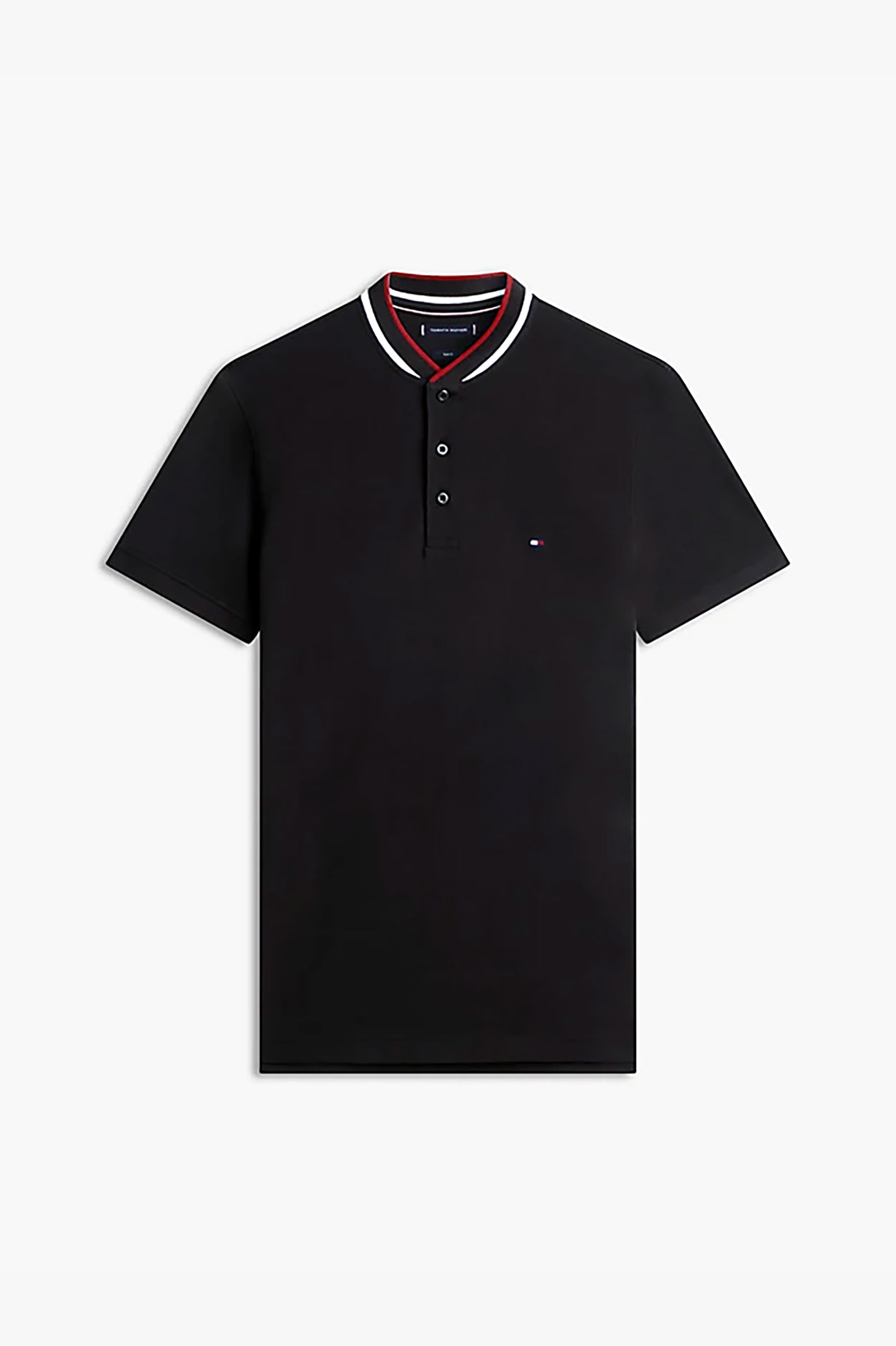 Tommy Hilfiger Ανδρική Μπλούζα Πόλο με Κεντημένο Logo Flag Slim Fit - Mw0Mw34752 Μαύρο