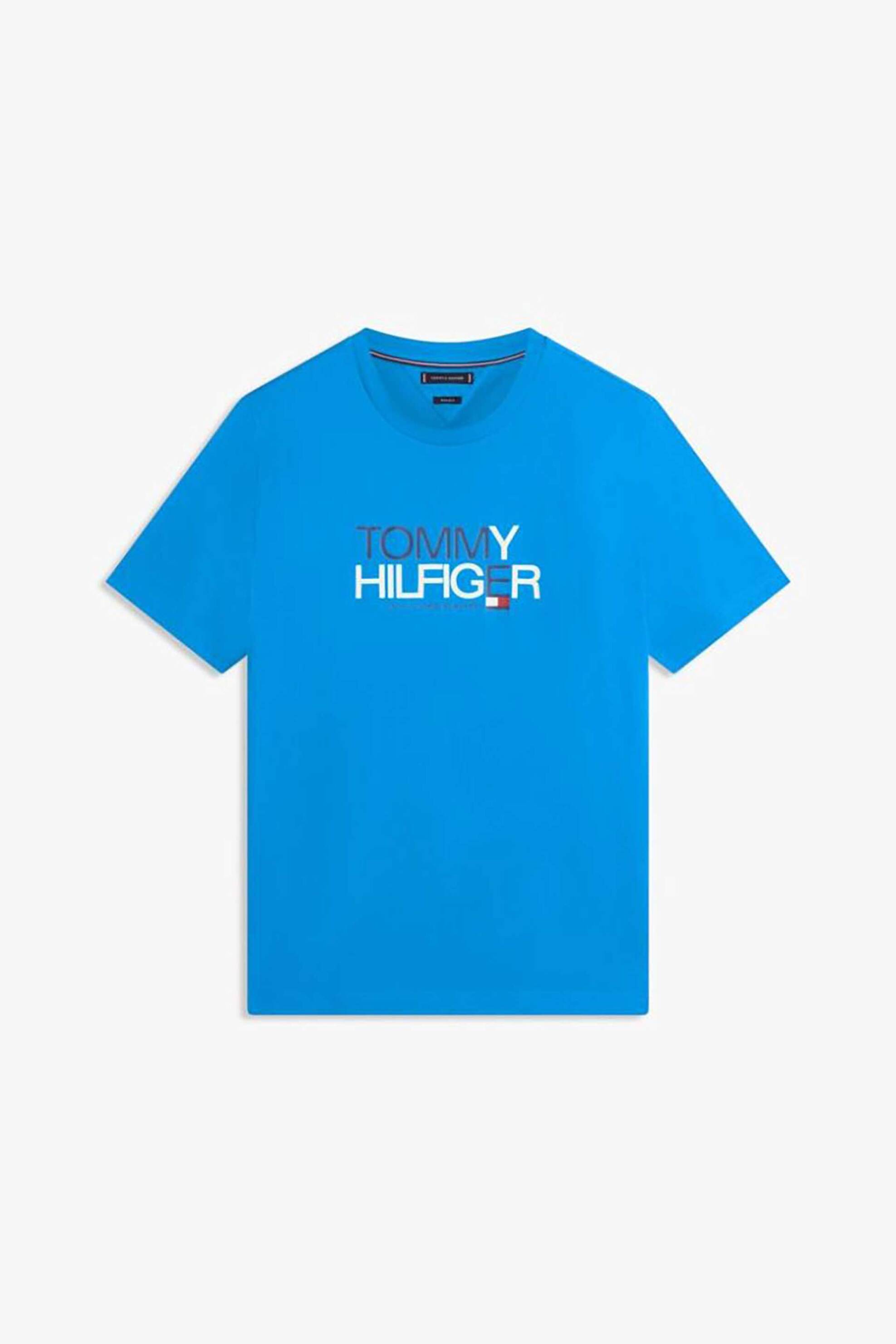 Tommy Hilfiger Ανδρικό T-Shirt με Λογότυπο Regular Fit - Mw0Mw42363 Μπλε