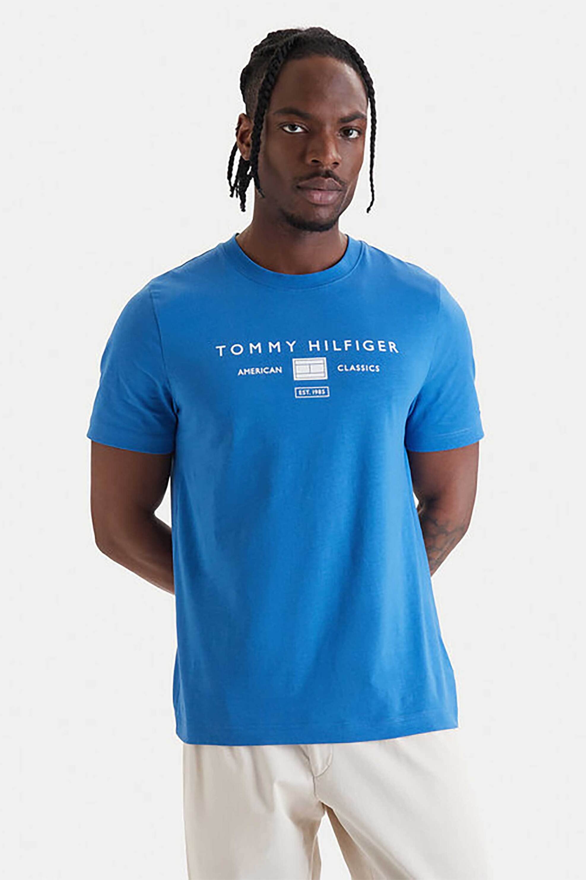 Tommy Hilfiger ανδρικό T-shirt με λογότυπο Regular Fit - MW0MW42365 Μπλε