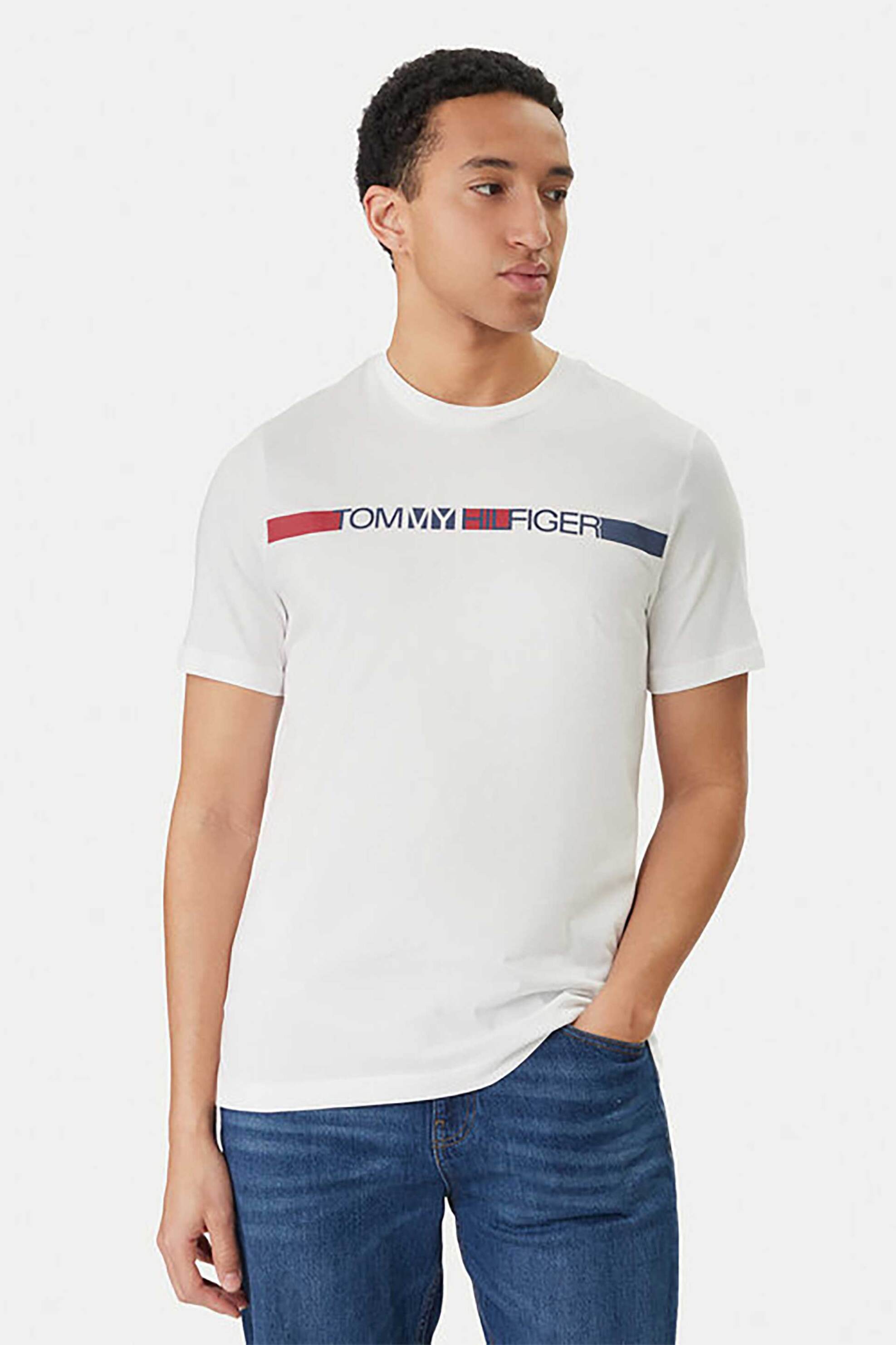 Tommy Hilfiger ανδρικό T-shirt με λογότυπο Regular Fit - MW0MW42368 Λευκό