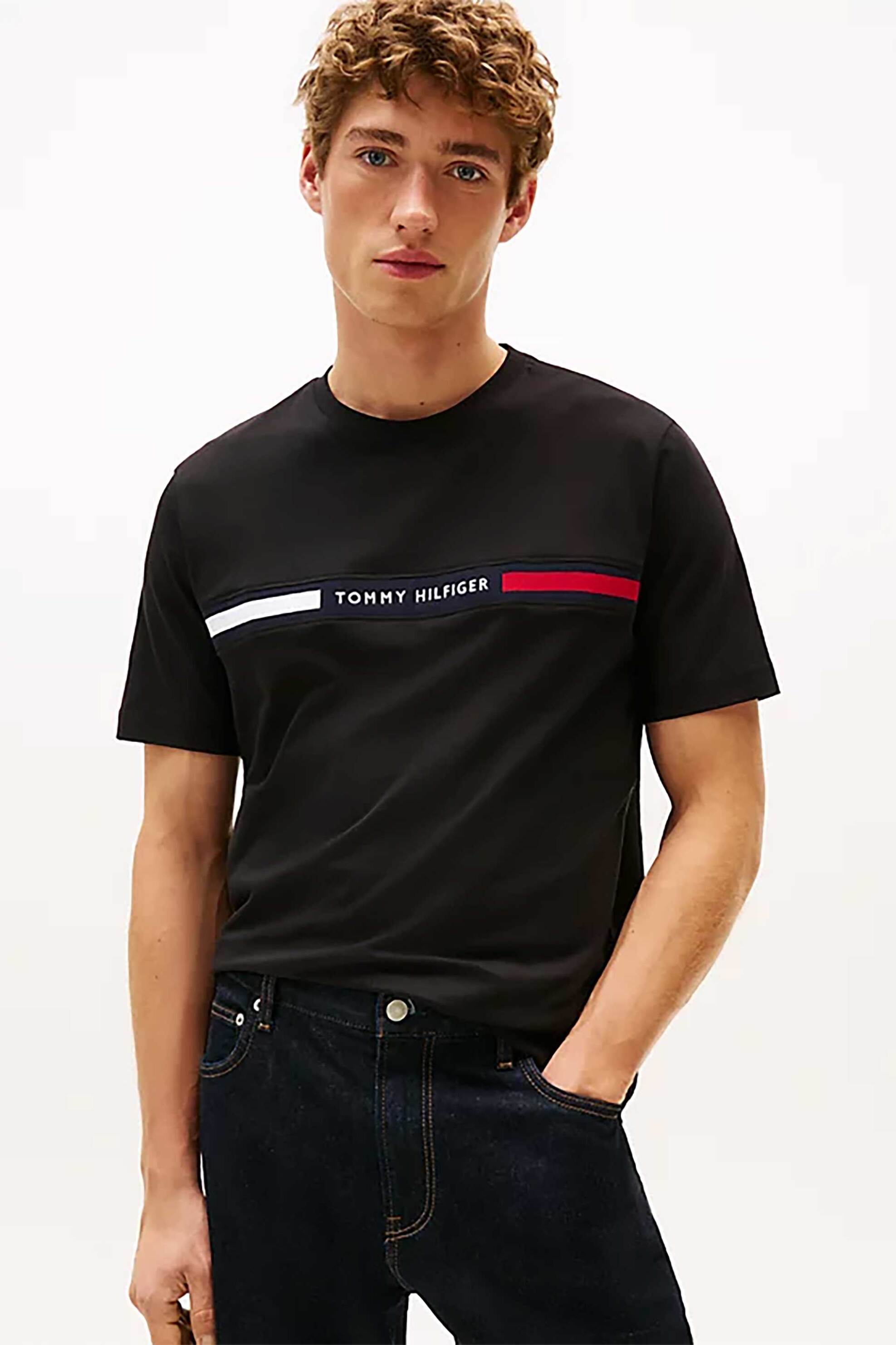 Tommy Hilfiger ανδρικό T-shirt με λογότυπο Regular Fit - MW0MW36498 Μαύρο
