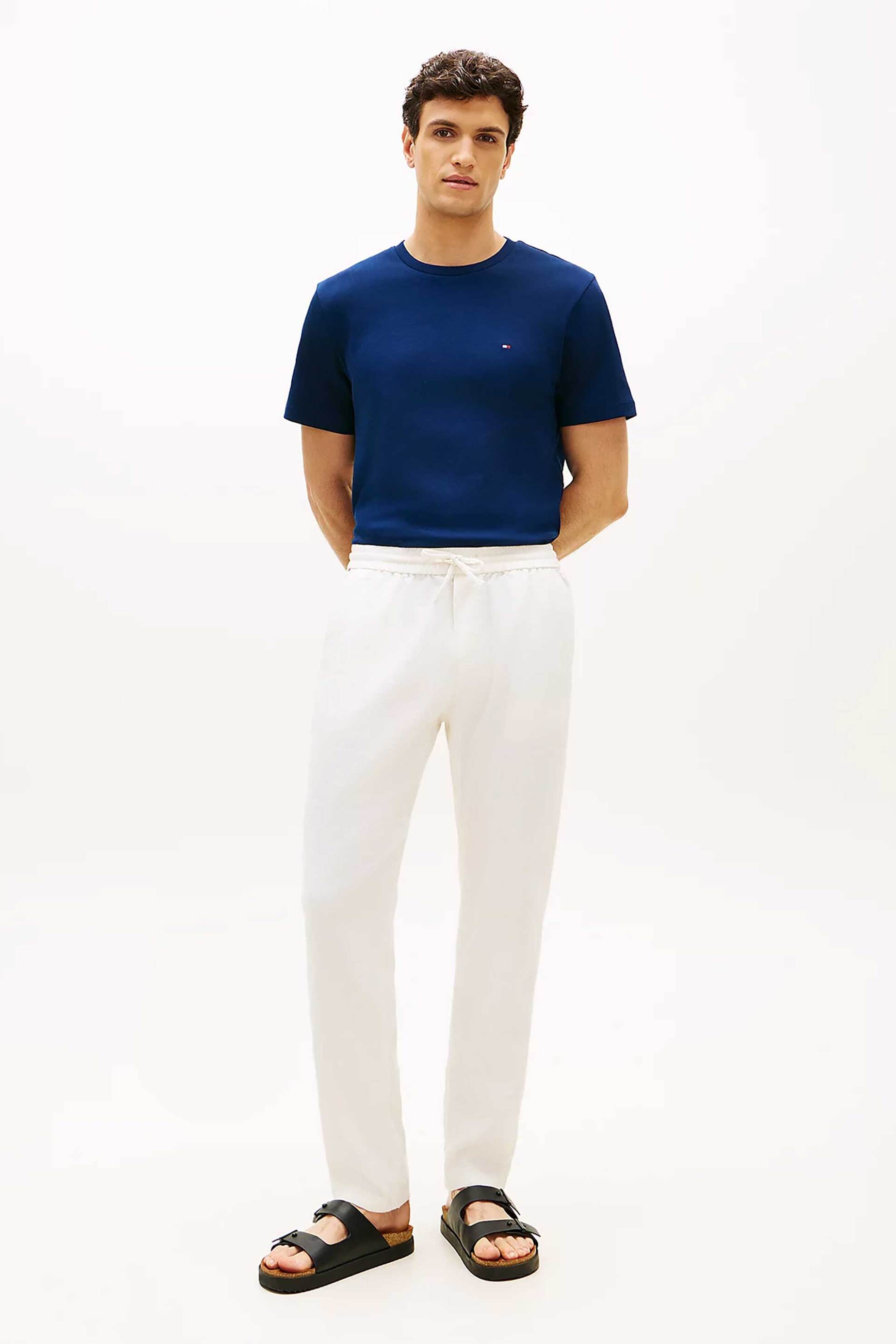 Tommy Hilfiger ανδρικό παντελόνι chino Tapered Fit "Harlem" - MW0MW42336 Εκρού