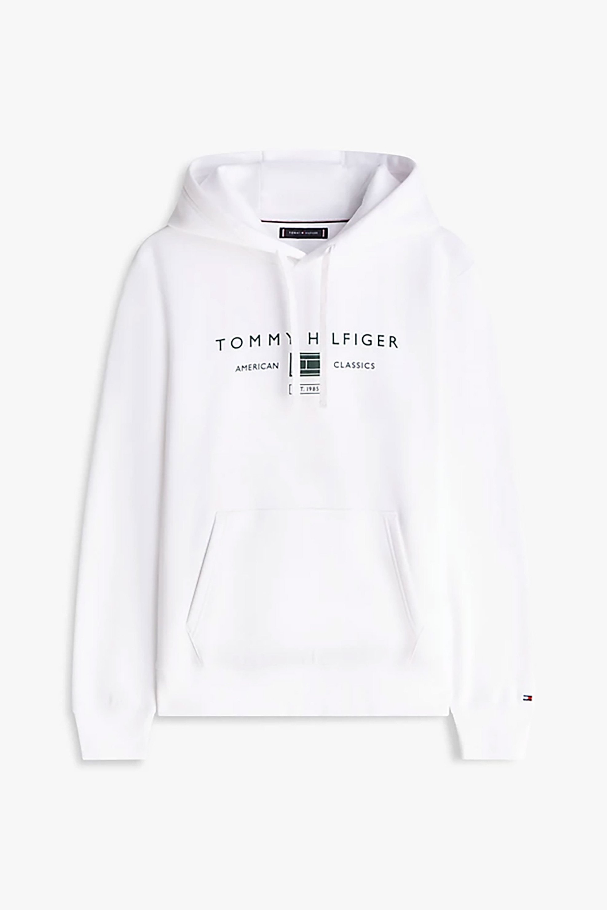 Tommy Hilfiger Ανδρική Μπλούζα Φούτερ με Κουκούλα Και Λογότυπο Regular Fit - Mw0Mw42464 Λευκό