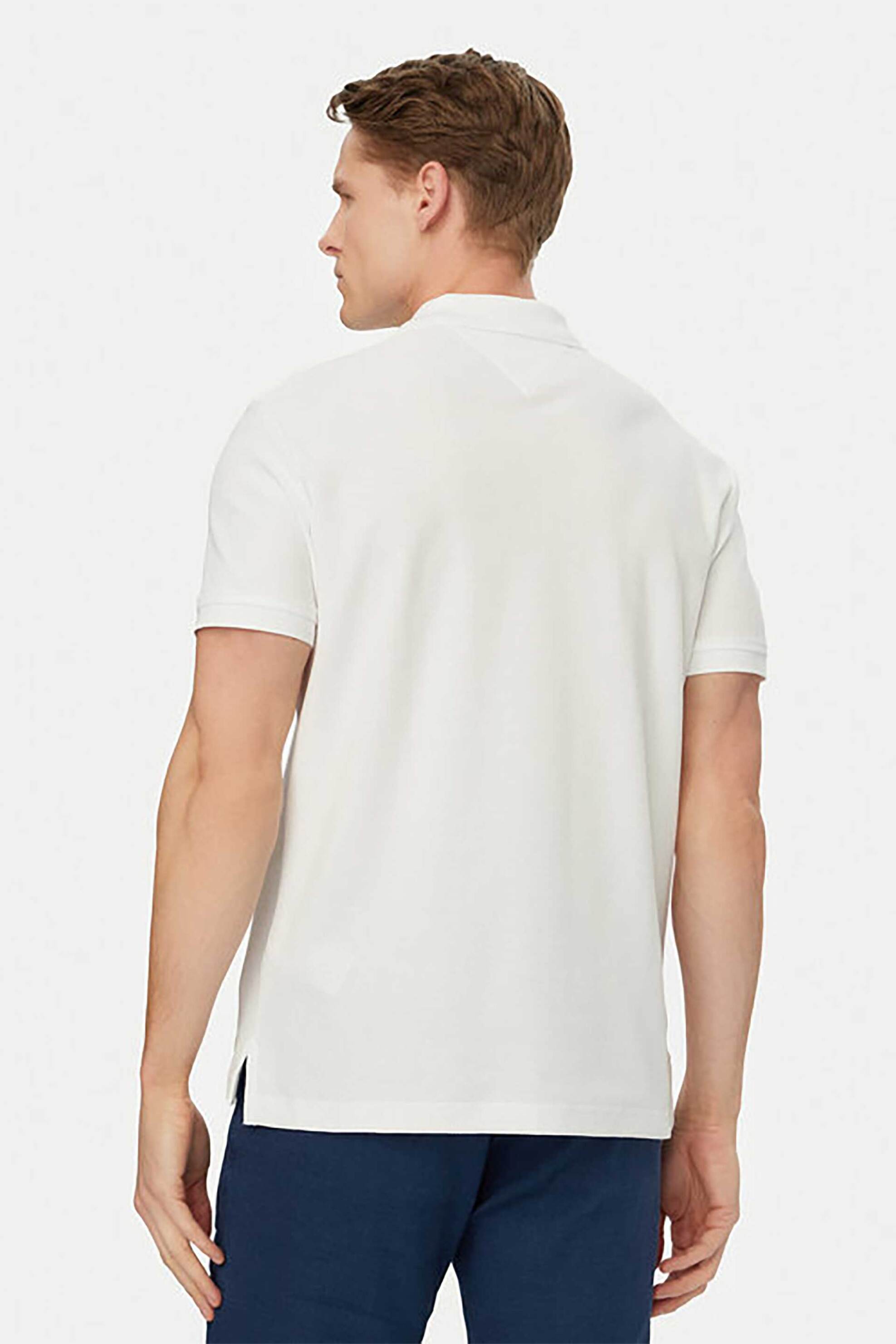 Tommy Hilfiger Ανδρική Μπλούζα Πόλο με Κεντημένο Monogram Και Logo Flag Regular Fit - Mw0Mw43046 Λευκό