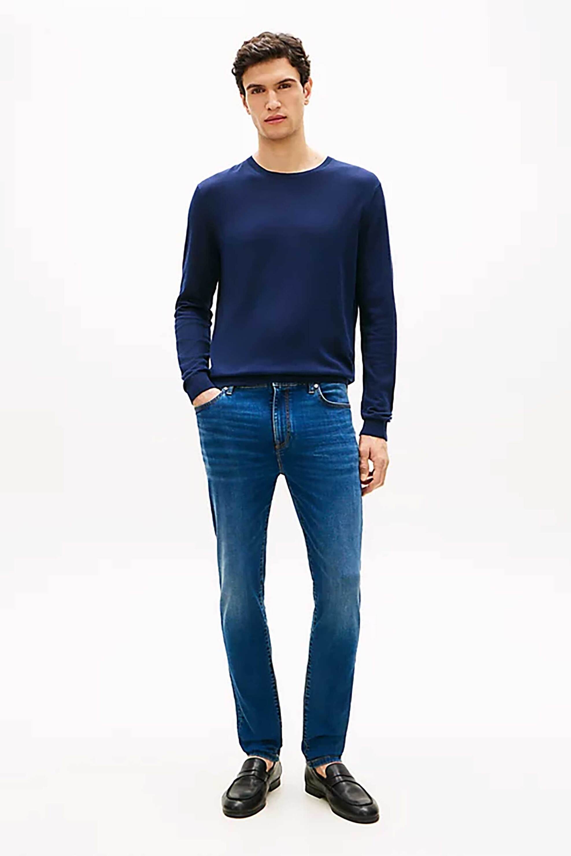 Tommy Hilfiger ανδρικό πεντάτσεπο τζιν παντελόνι Slim Fit - MW0MW43142 Denim Blue Σκούρο