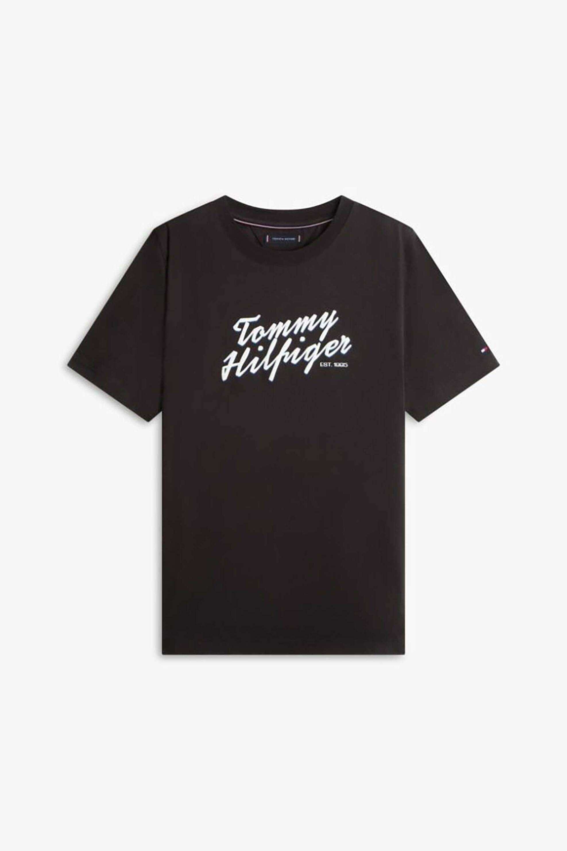 Tommy Hilfiger Ανδρικό T-Shirt με Λογότυπο Regular Fit - Mw0Mw42385 Μαύρο