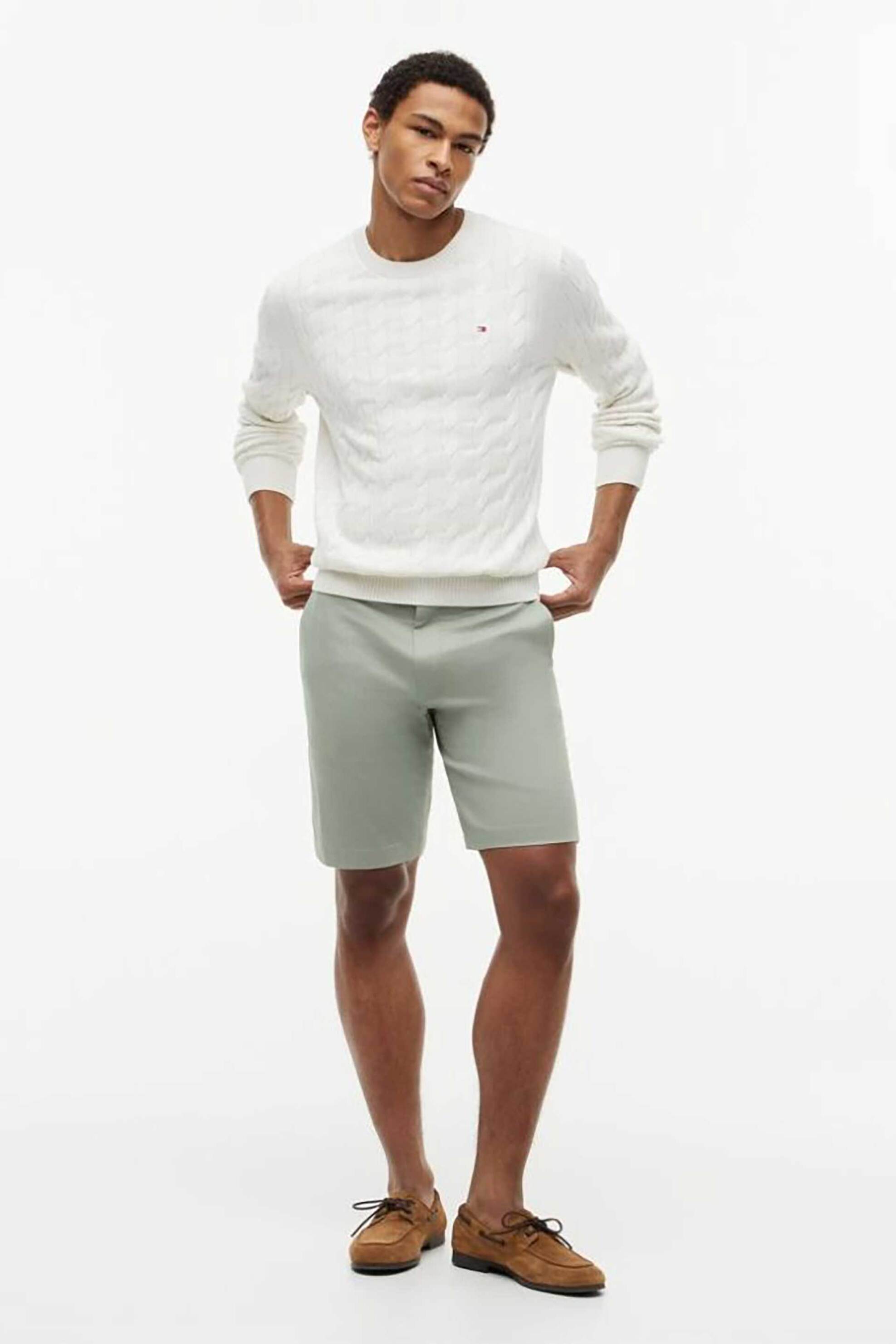 Tommy Hilfiger ανδρική βερμούδα chino Slim Fit "Denton" - MW0MW42355 Βεραμάν