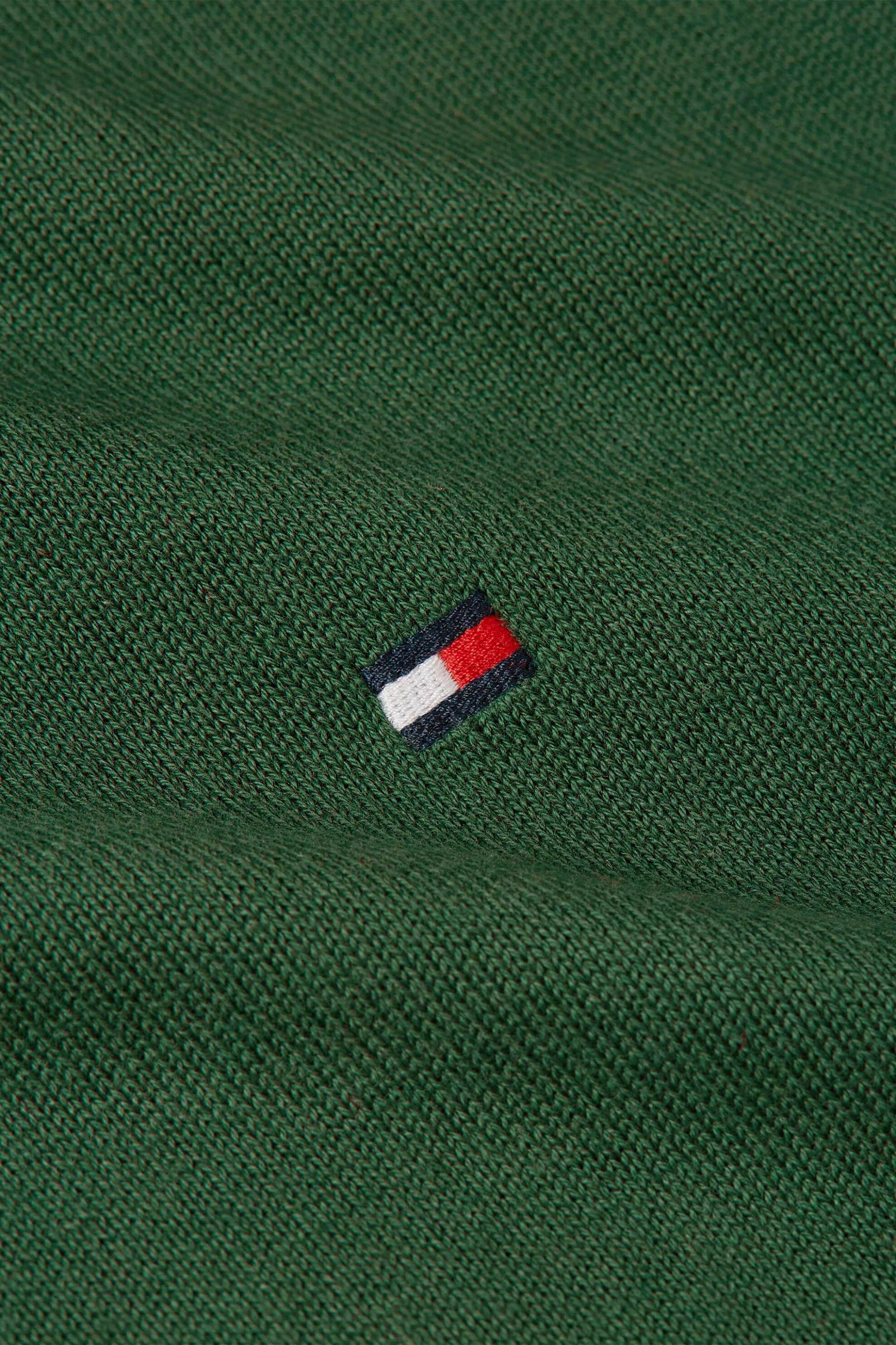 Tommy Hilfiger Ανδρικό Πουλόβερ με Κεντημένο Λογότυπο Regular Fit - Mw0Mw39999 Πράσινο Σκούρο