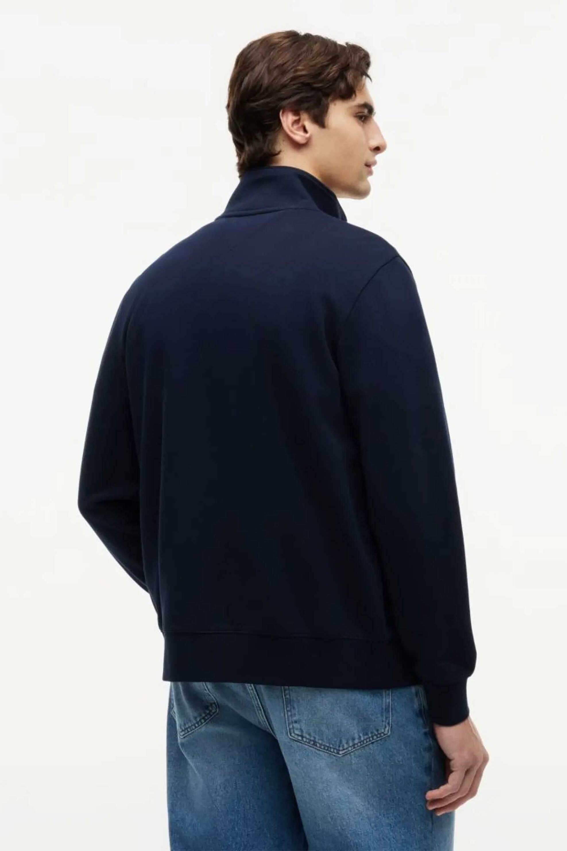 Tommy Hilfiger Ανδρική Ζακέτα Φούτερ με Ψηλό Λαιμό Και Λογότυπο Regular Fit - Mw0Mw43219 Μπλε Σκούρο