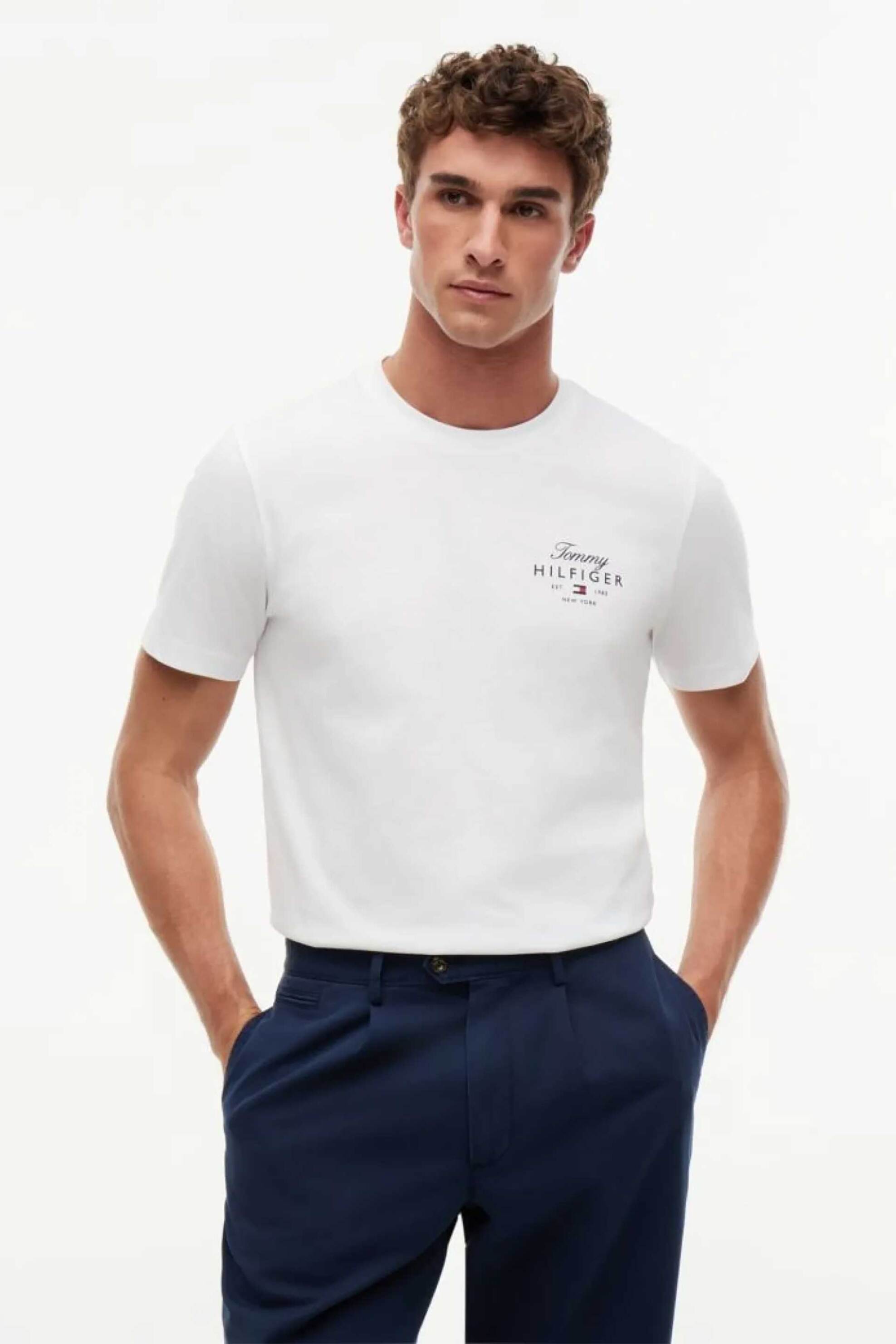 Tommy Hilfiger ανδρικό T-shirt με λογότυπο Regular Fit - MW0MW43224 Λευκό