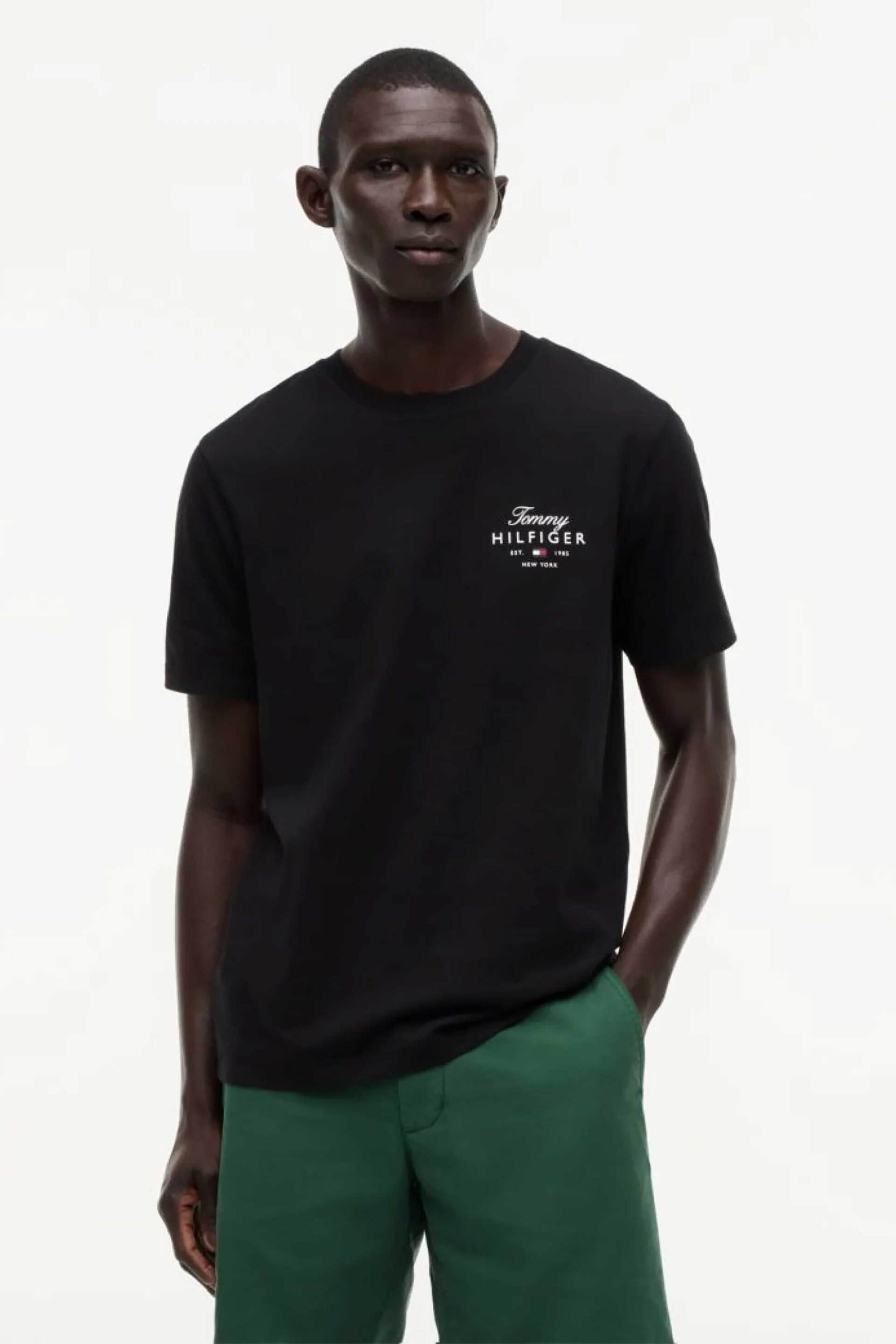 Tommy Hilfiger ανδρικό T-shirt με λογότυπο Regular Fit - MW0MW43224 Μαύρο