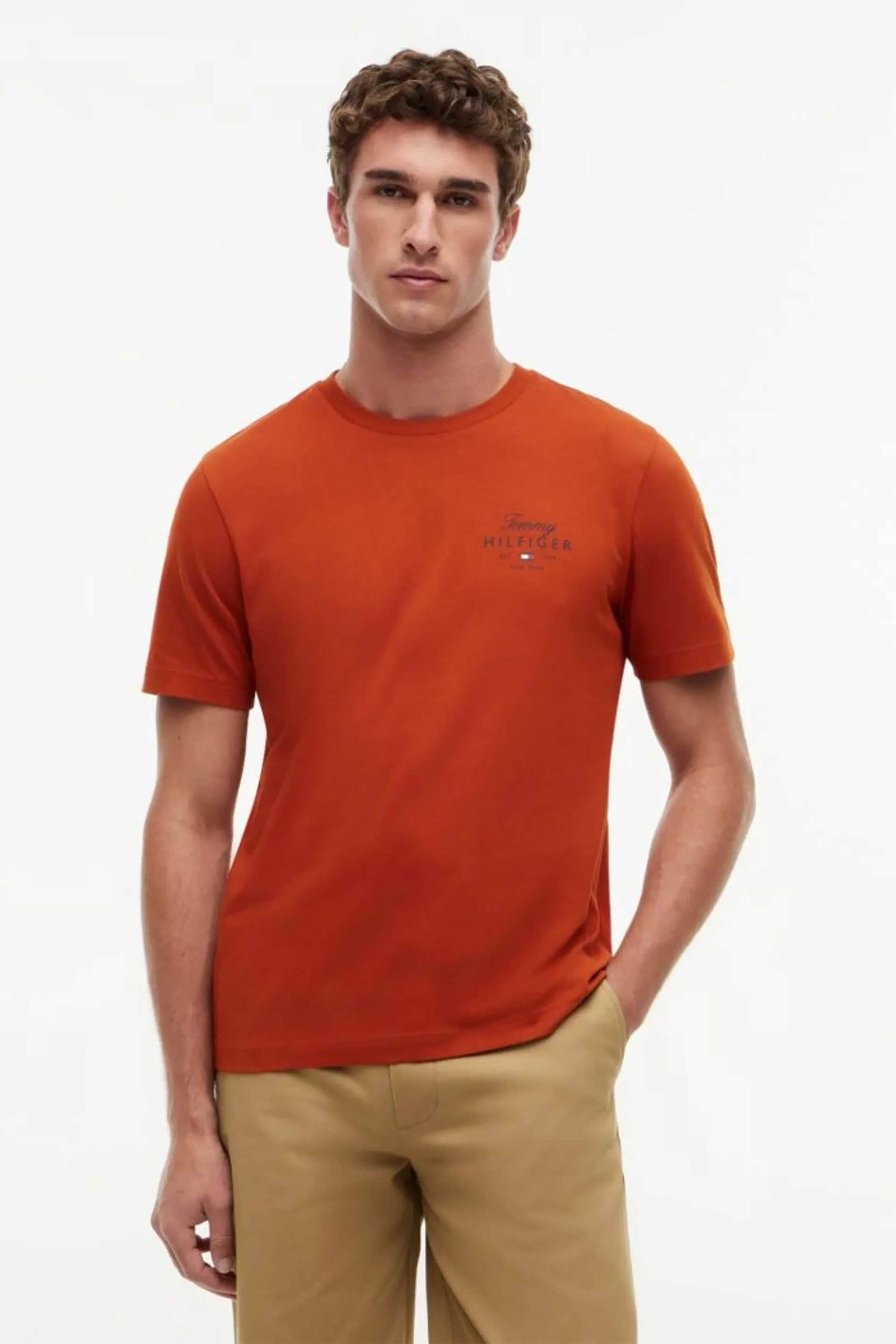 Tommy Hilfiger ανδρικό T-shirt με λογότυπο Regular Fit - MW0MW43224 Κεραμιδί