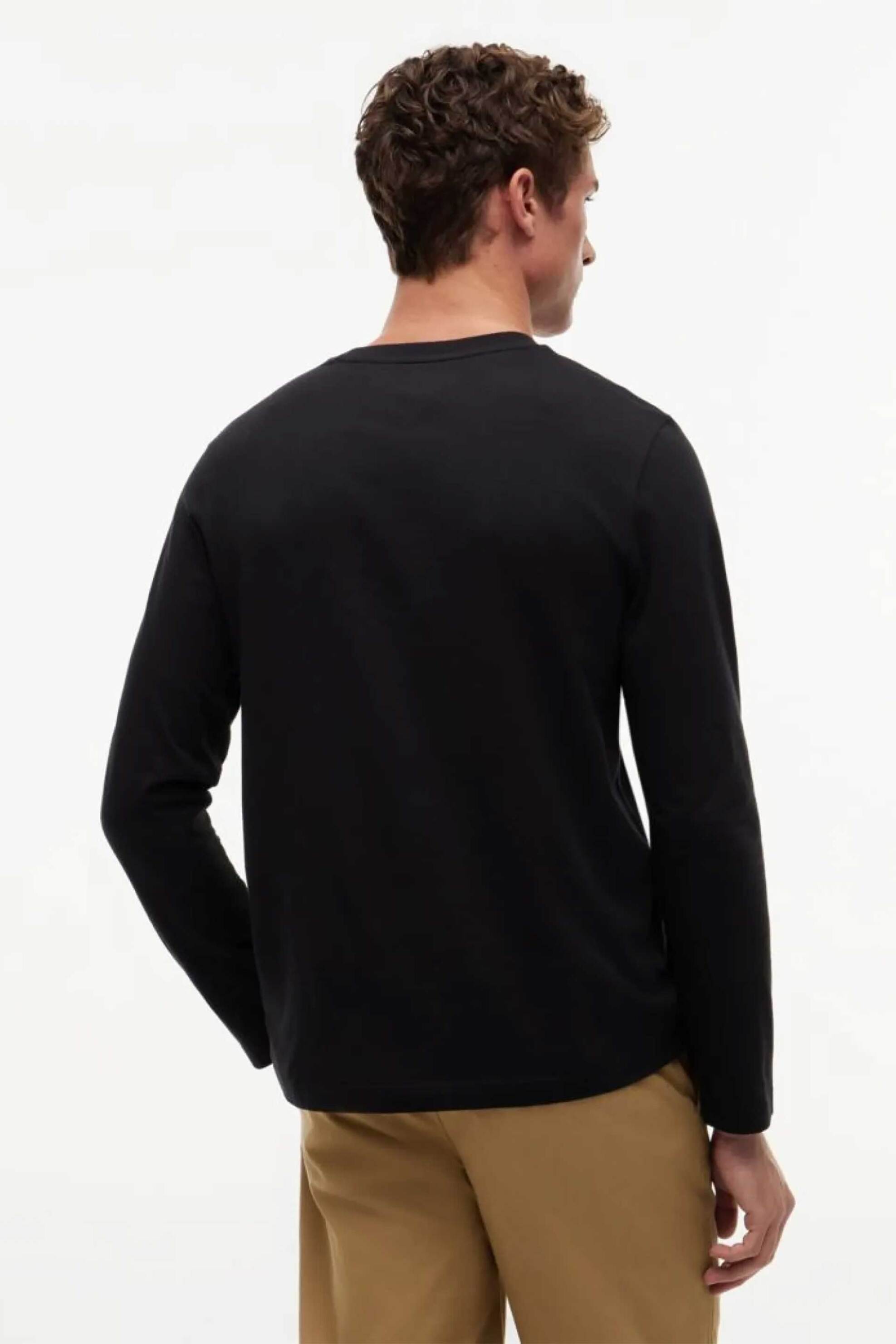 Tommy Hilfiger Ανδρική Μακρυμάνικη Μπλούζα με Λογότυπο Regular Fit - Mw0Mw43225 Μαύρο