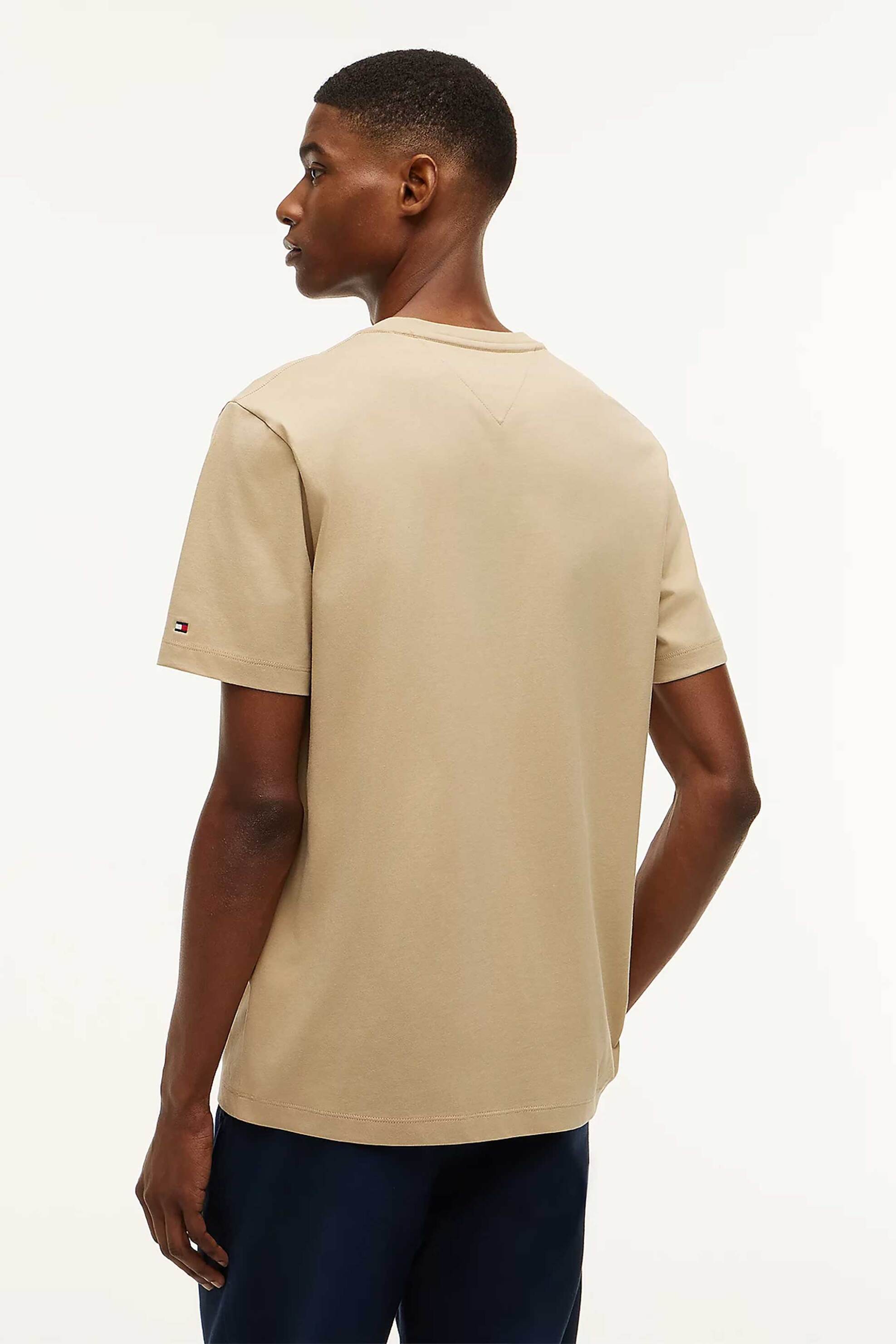 Tommy Hilfiger Ανδρικό T-Shirt με Κεντημένο Λογότυπο Regular Fit - Mw0Mw33691 Μπεζ