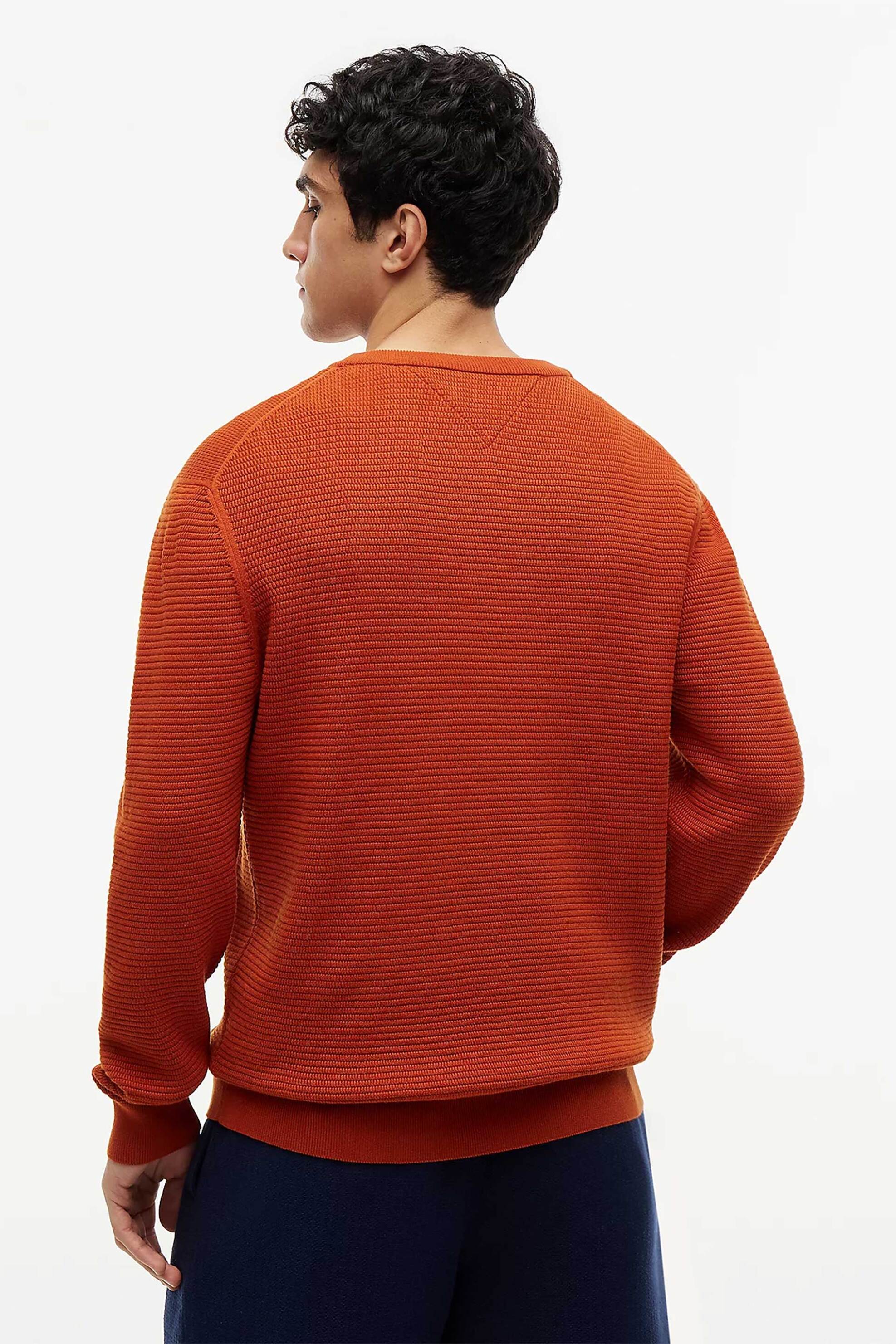 Tommy Hilfiger Ανδρικό Πουλόβερ Structured με Κεντημένο Λογότυπο Regular Fit - Mw0Mw42799 Κεραμιδί